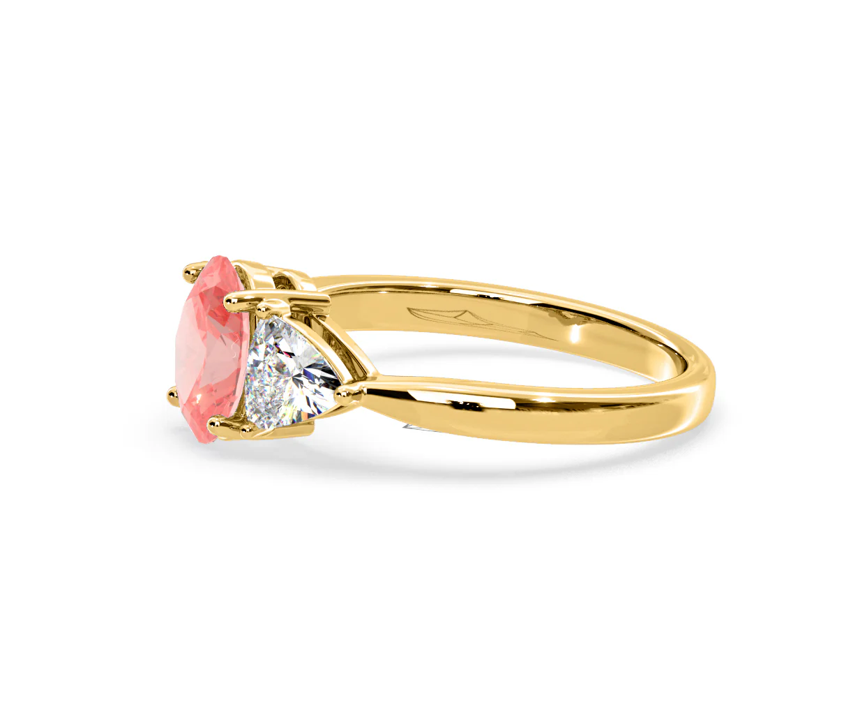 Dalia Pink Lab Diamond Oval with Trillions 1.70ct Ring in 18K Yellow Gold - Elara Collection - Image 22