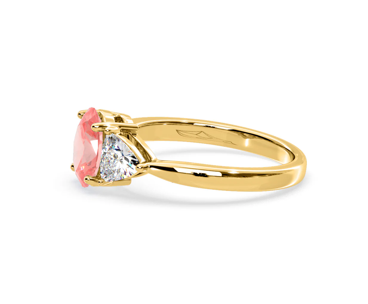 Dalia Pink Lab Diamond Oval with Trillions 1.70ct Ring in 18K Yellow Gold - Elara Collection - Image 23