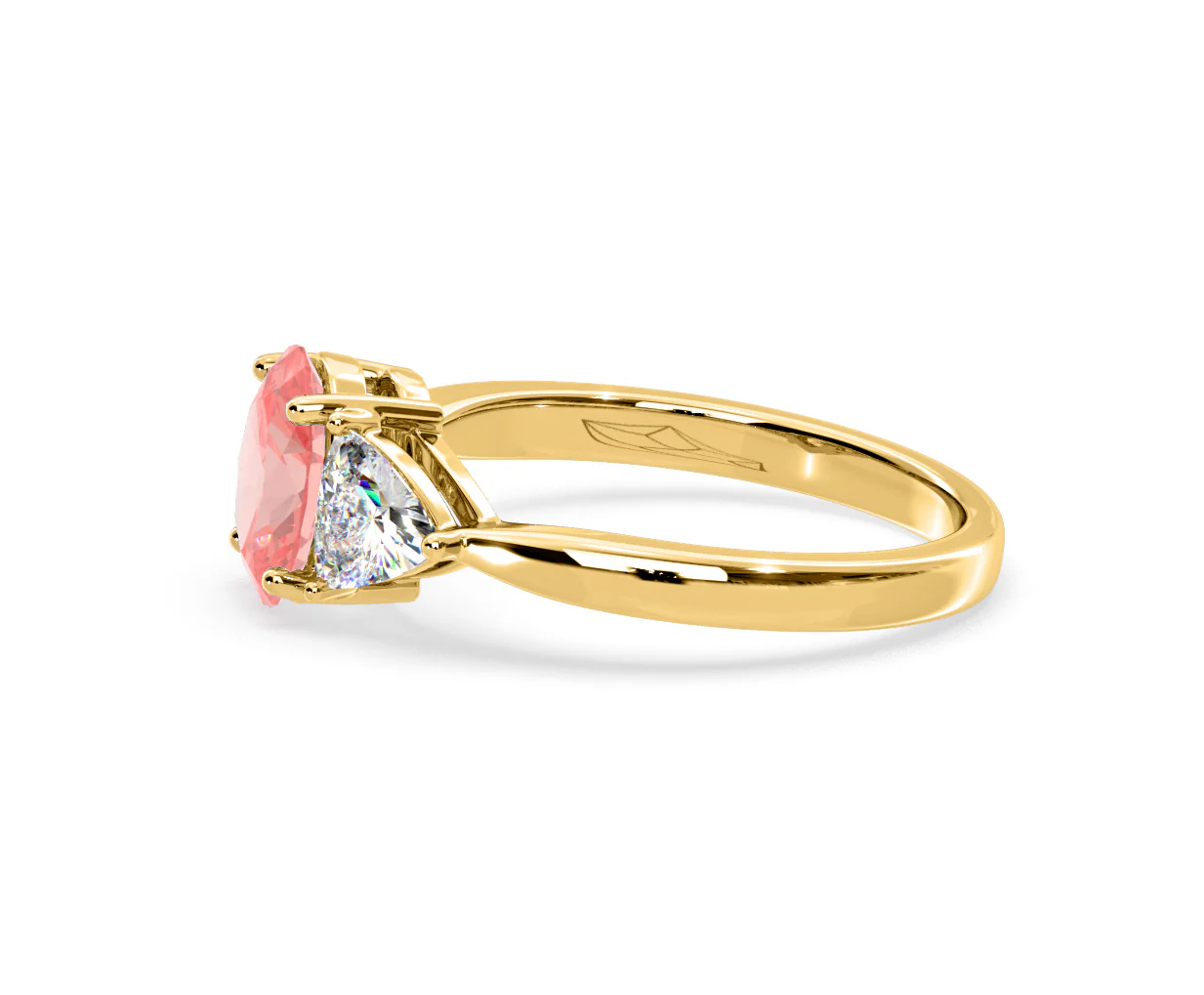 Dalia Pink Lab Diamond Oval with Trillions 1.70ct Ring in 18K Yellow Gold - Elara Collection - Image 24