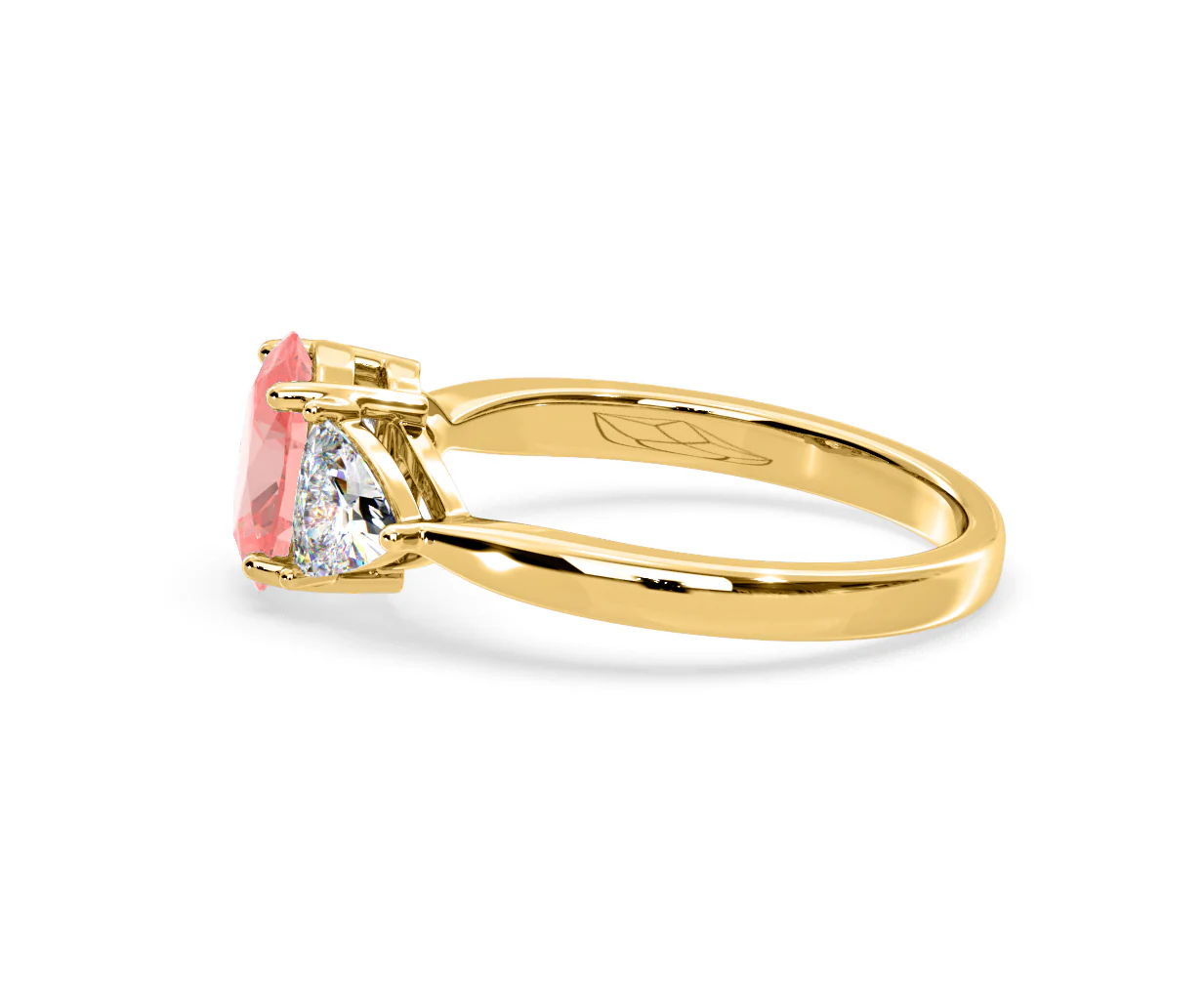 Dalia Pink Lab Diamond Oval with Trillions 1.70ct Ring in 18K Yellow Gold - Elara Collection - Image 26