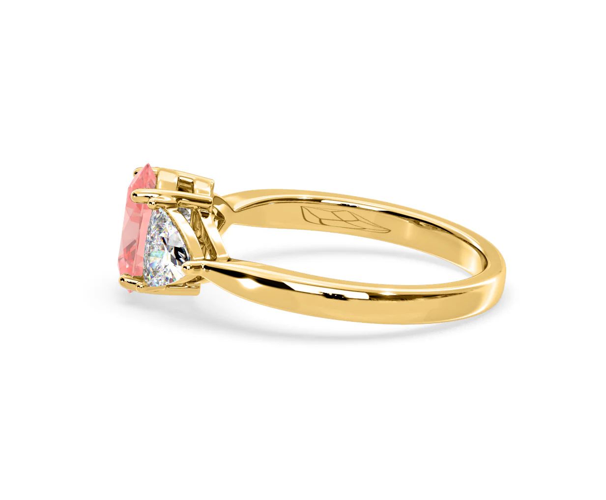 Dalia Pink Lab Diamond Oval with Trillions 1.70ct Ring in 18K Yellow Gold - Elara Collection - Image 27