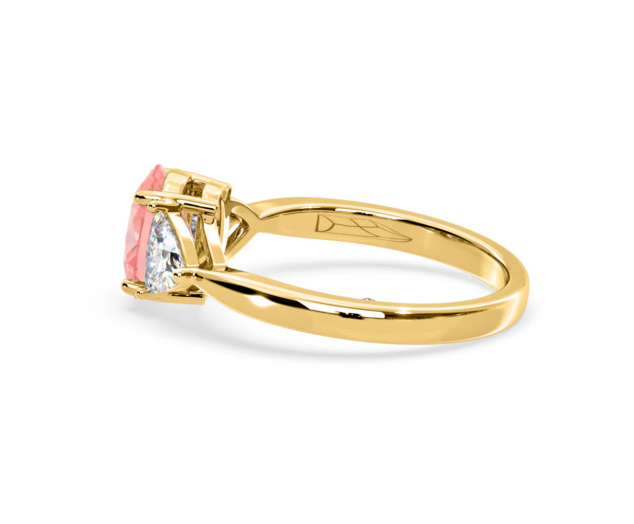 Dalia Pink Lab Diamond Oval with Trillions 1.70ct Ring in 18K Yellow Gold - Elara Collection - Image 29