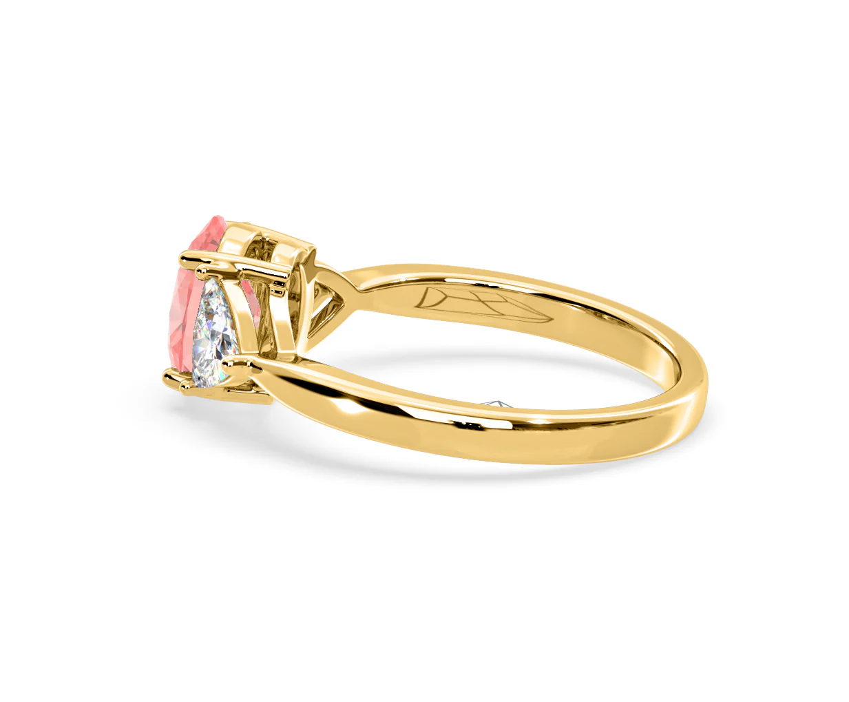 Dalia Pink Lab Diamond Oval with Trillions 1.70ct Ring in 18K Yellow Gold - Elara Collection - Image 30
