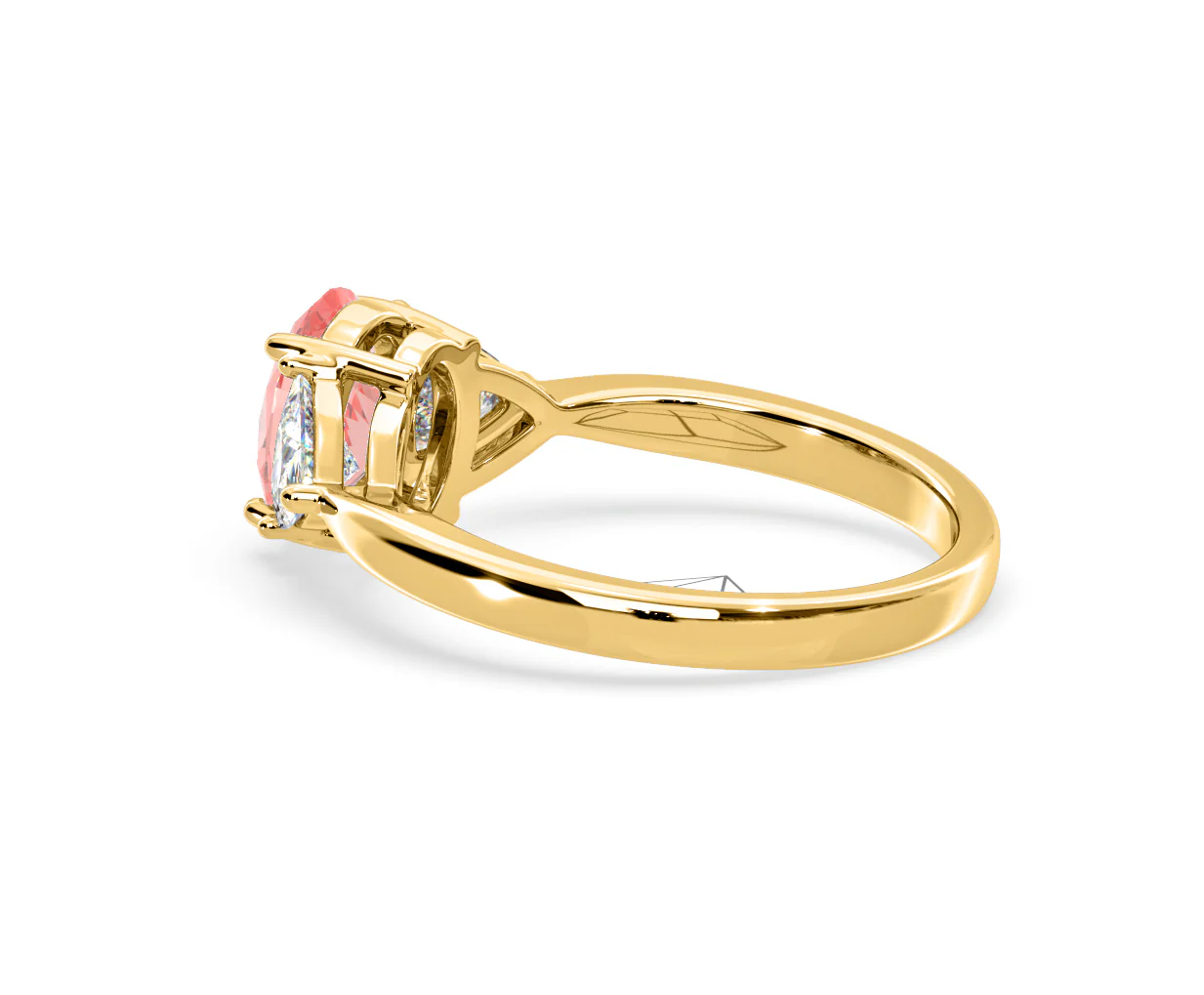 Dalia Pink Lab Diamond Oval with Trillions 1.70ct Ring in 18K Yellow Gold - Elara Collection - Image 33