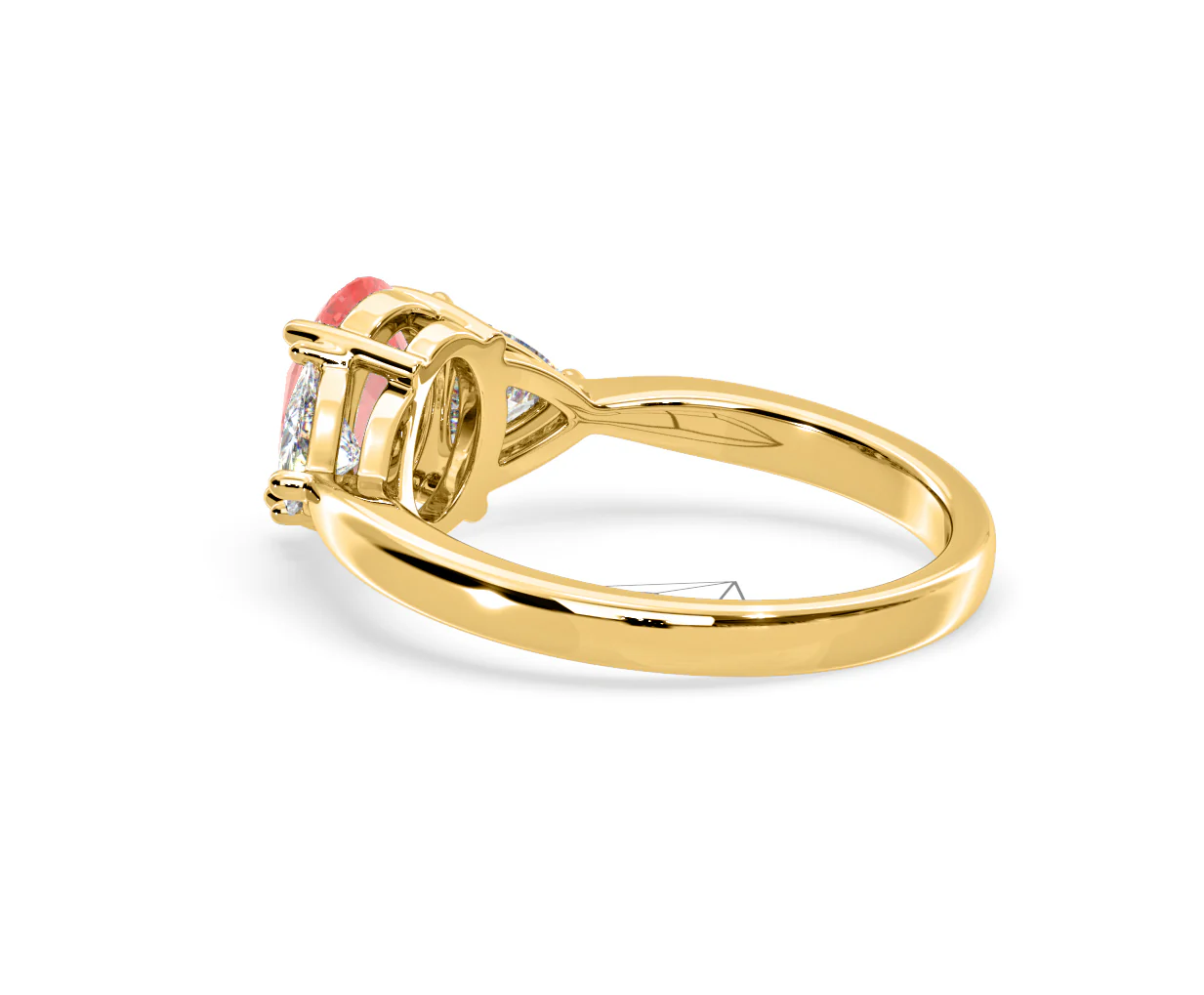 Dalia Pink Lab Diamond Oval with Trillions 1.70ct Ring in 18K Yellow Gold - Elara Collection - Image 35