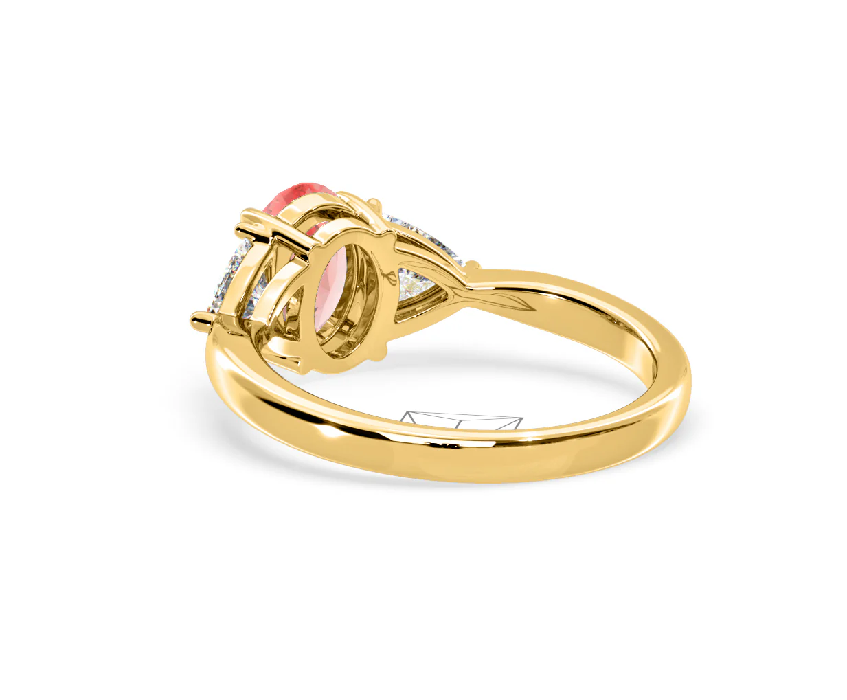Dalia Pink Lab Diamond Oval with Trillions 1.70ct Ring in 18K Yellow Gold - Elara Collection - Image 39