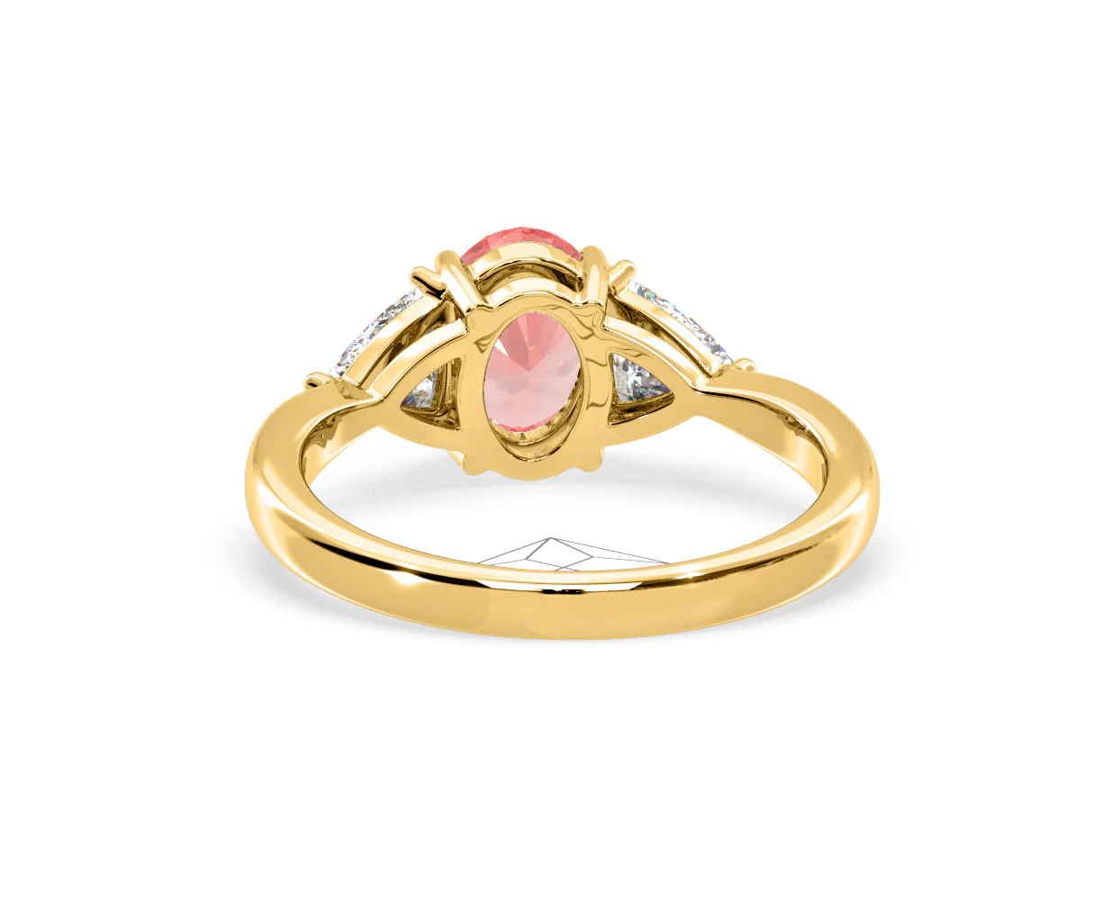 Dalia Pink Lab Diamond Oval with Trillions 1.70ct Ring in 18K Yellow Gold - Elara Collection - Image 45