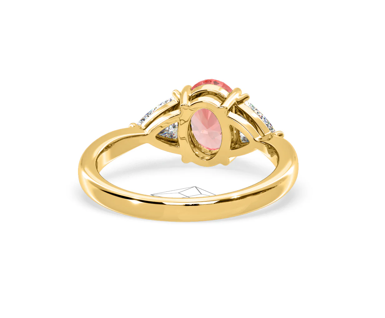 Dalia Pink Lab Diamond Oval with Trillions 1.70ct Ring in 18K Yellow Gold - Elara Collection - Image 49