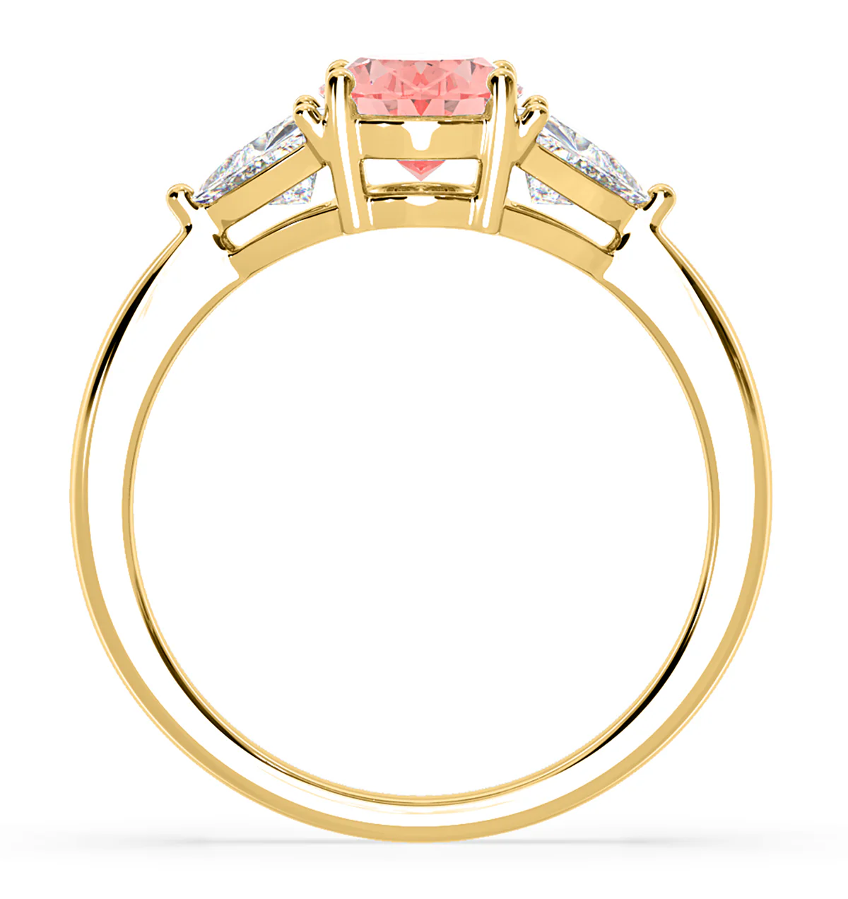 Dalia Pink Lab Diamond Oval with Trillions 1.70ct Ring in 18K Yellow Gold - Elara Collection - Image 5