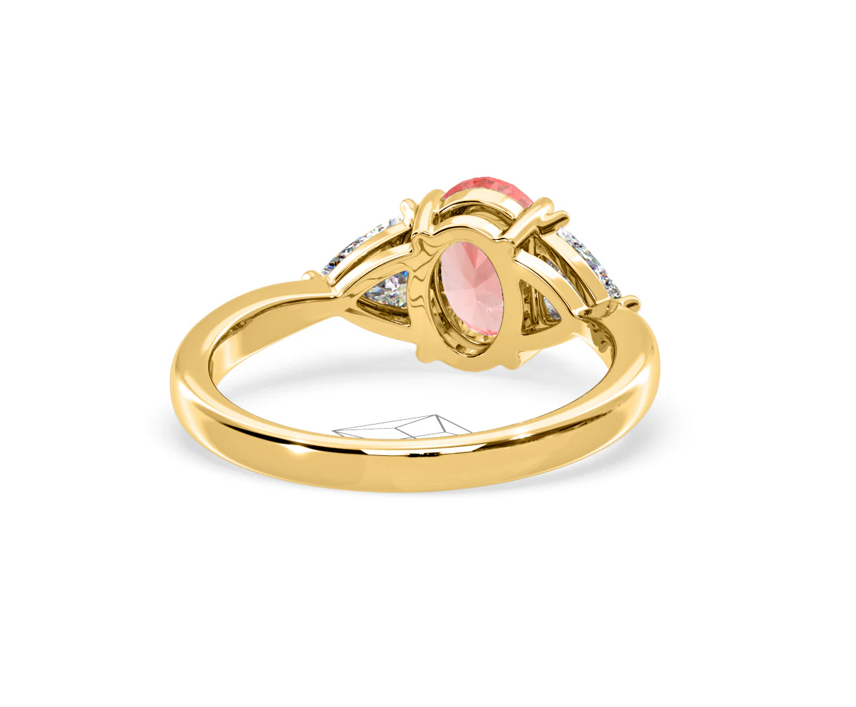 Dalia Pink Lab Diamond Oval with Trillions 1.70ct Ring in 18K Yellow Gold - Elara Collection - Image 50