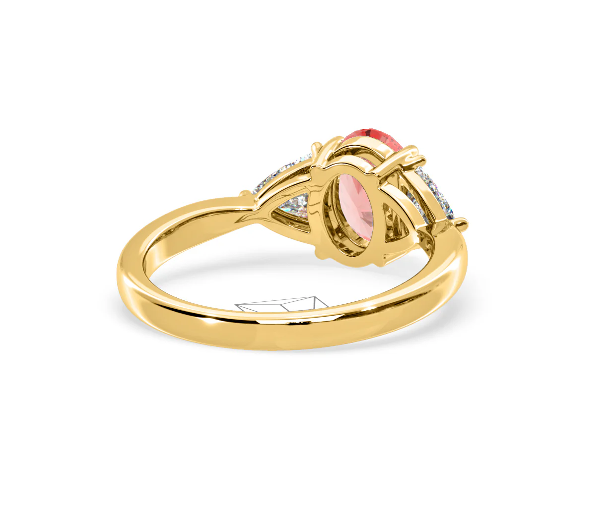 Dalia Pink Lab Diamond Oval with Trillions 1.70ct Ring in 18K Yellow Gold - Elara Collection - Image 52