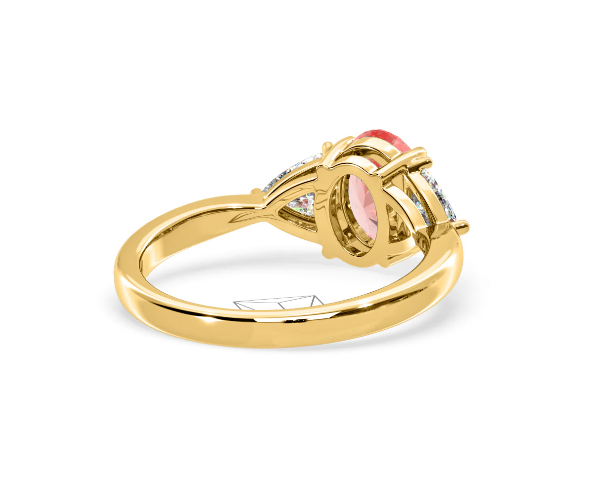 Dalia Pink Lab Diamond Oval with Trillions 1.70ct Ring in 18K Yellow Gold - Elara Collection - Image 53