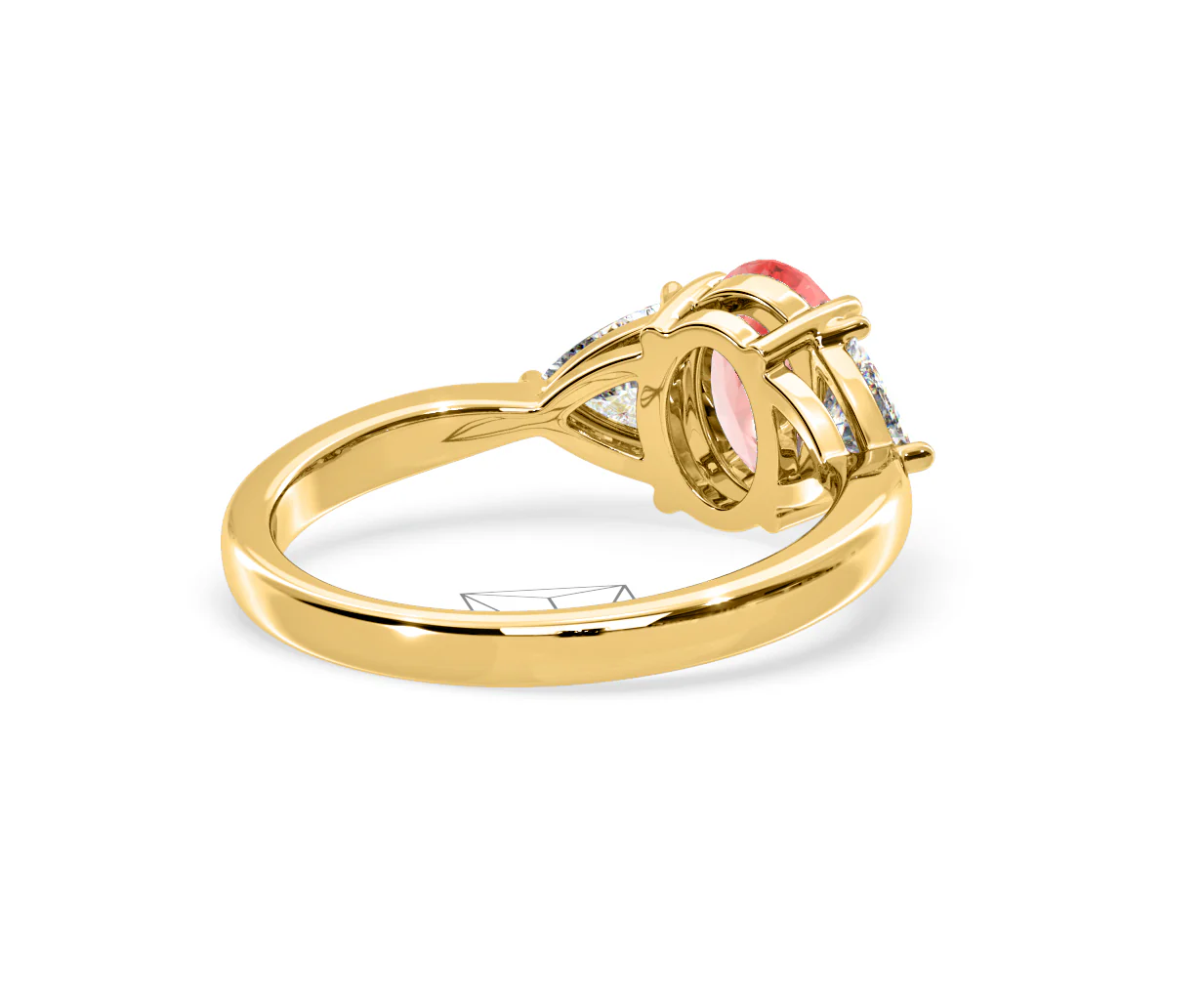 Dalia Pink Lab Diamond Oval with Trillions 1.70ct Ring in 18K Yellow Gold - Elara Collection - Image 54
