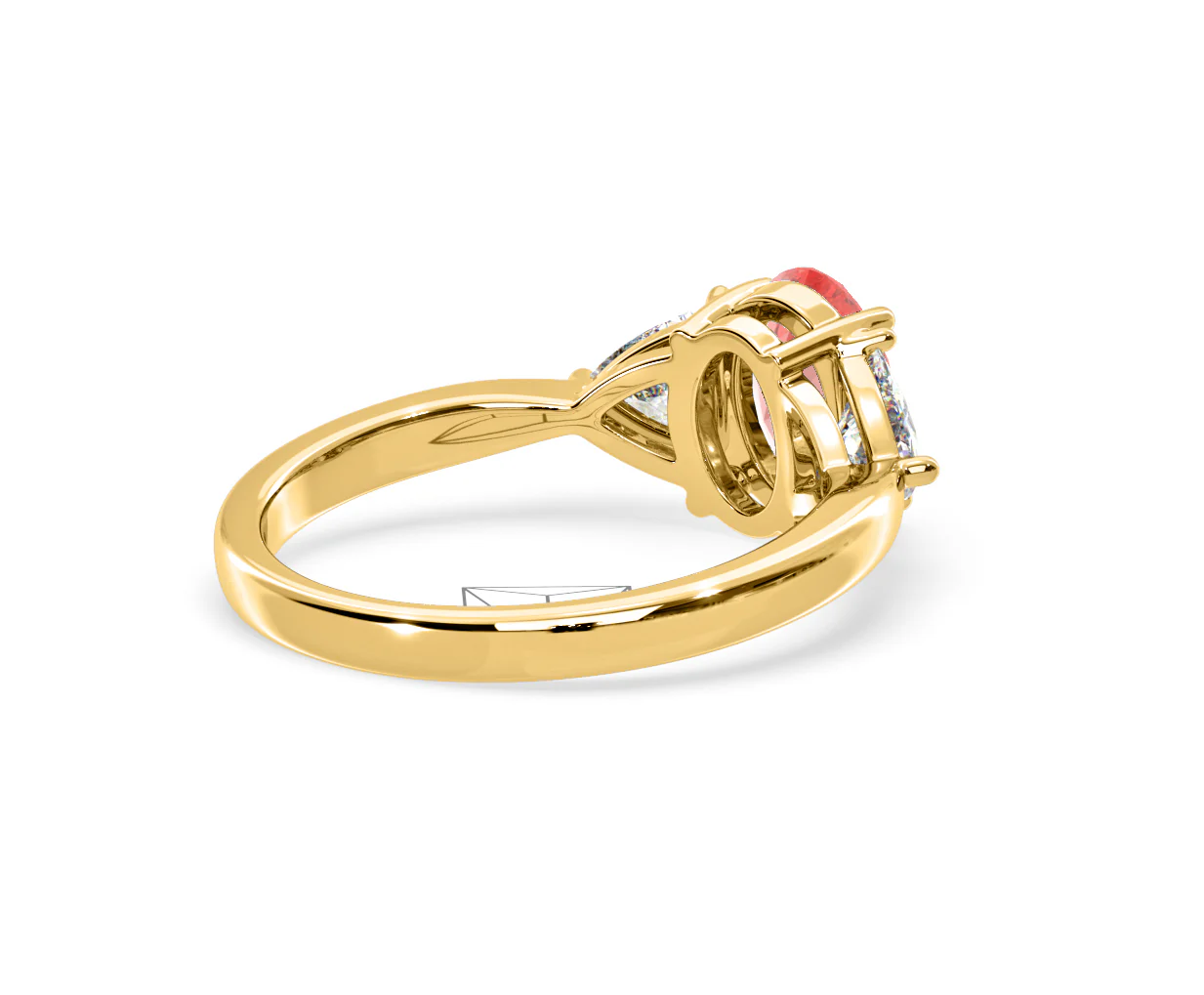 Dalia Pink Lab Diamond Oval with Trillions 1.70ct Ring in 18K Yellow Gold - Elara Collection - Image 56