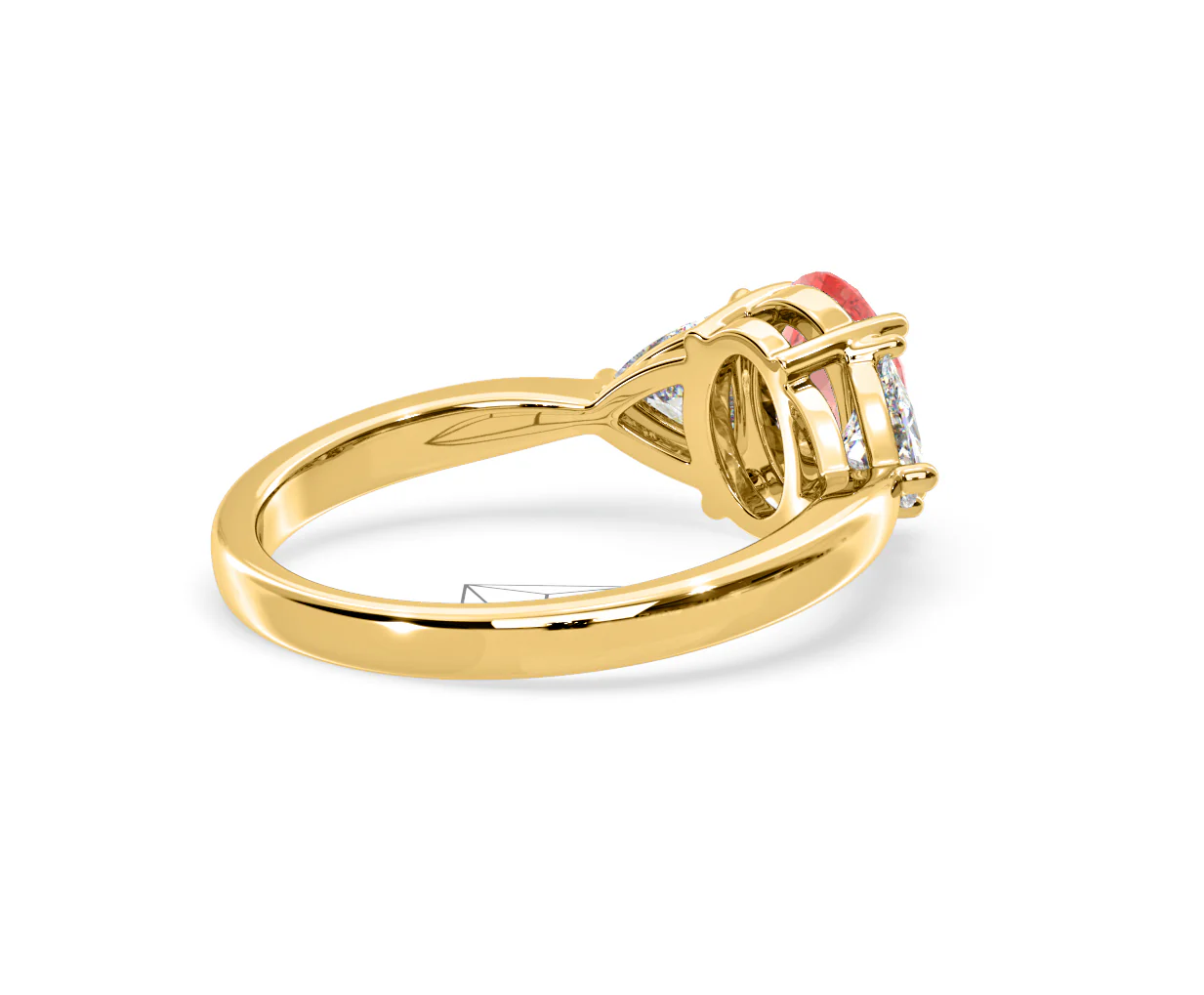 Dalia Pink Lab Diamond Oval with Trillions 1.70ct Ring in 18K Yellow Gold - Elara Collection - Image 57