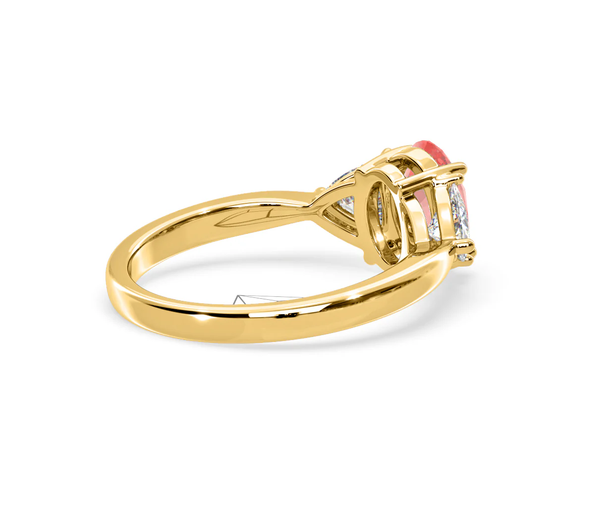 Dalia Pink Lab Diamond Oval with Trillions 1.70ct Ring in 18K Yellow Gold - Elara Collection - Image 58