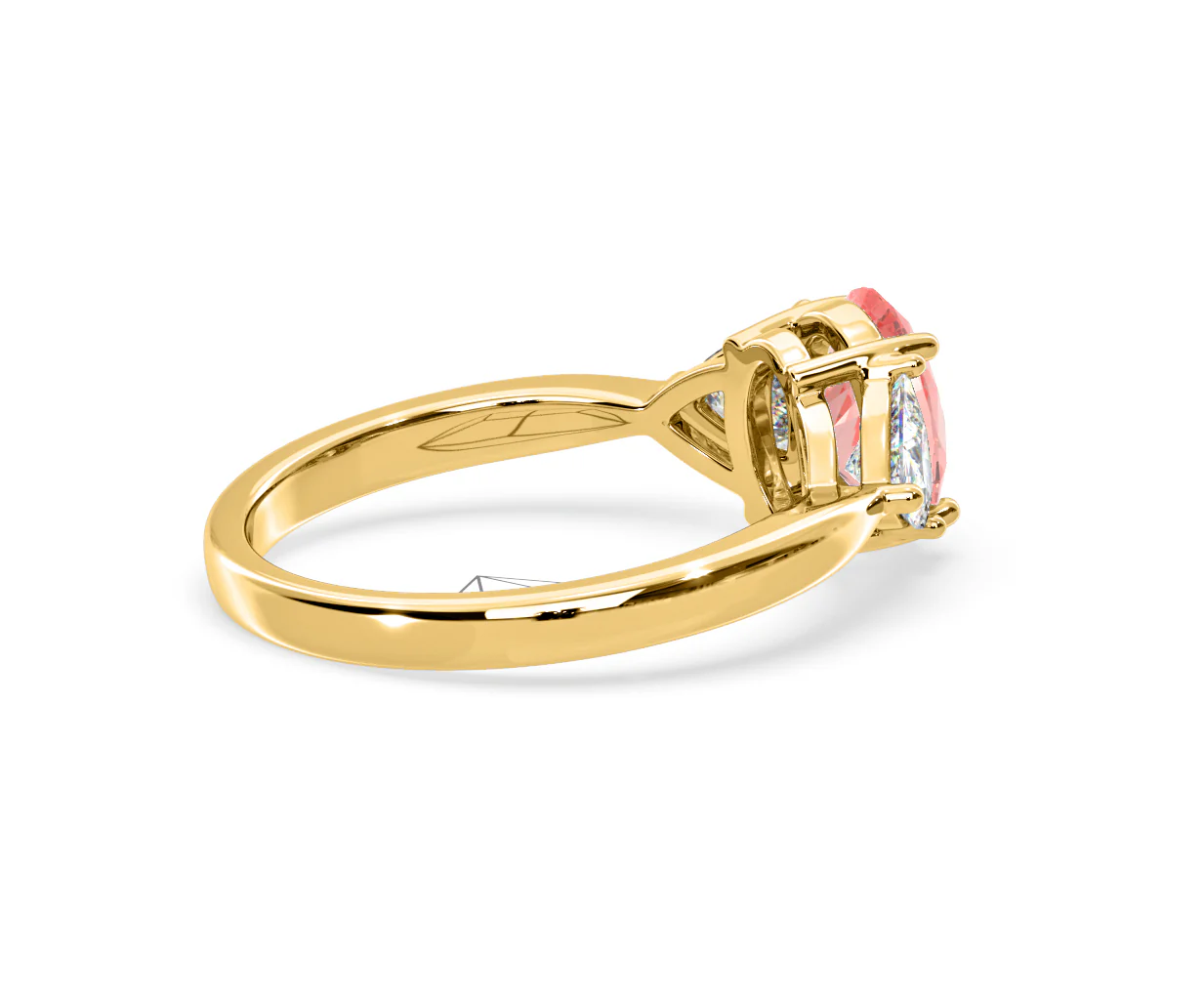 Dalia Pink Lab Diamond Oval with Trillions 1.70ct Ring in 18K Yellow Gold - Elara Collection - Image 60