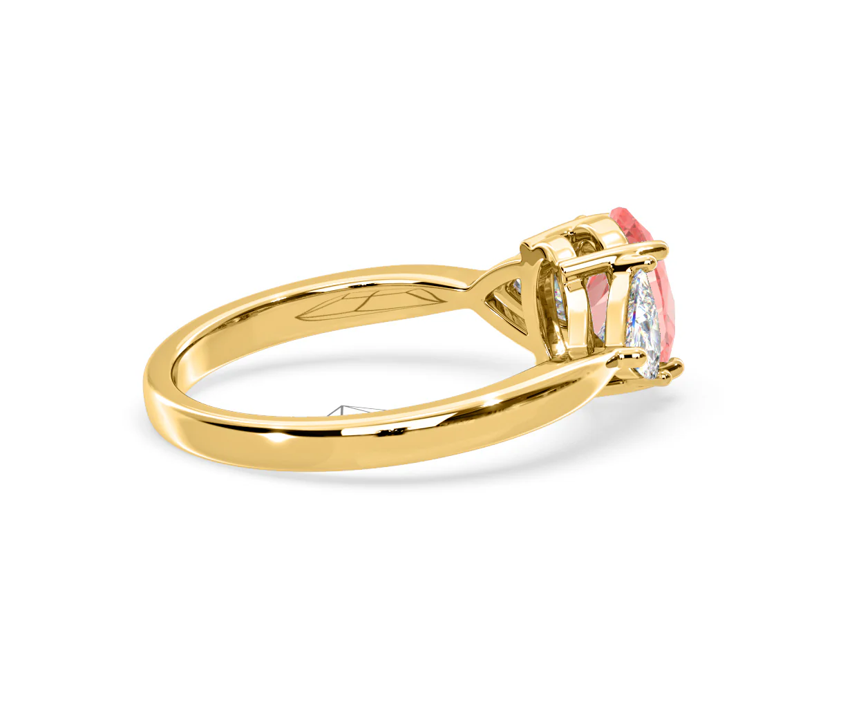 Dalia Pink Lab Diamond Oval with Trillions 1.70ct Ring in 18K Yellow Gold - Elara Collection - Image 61