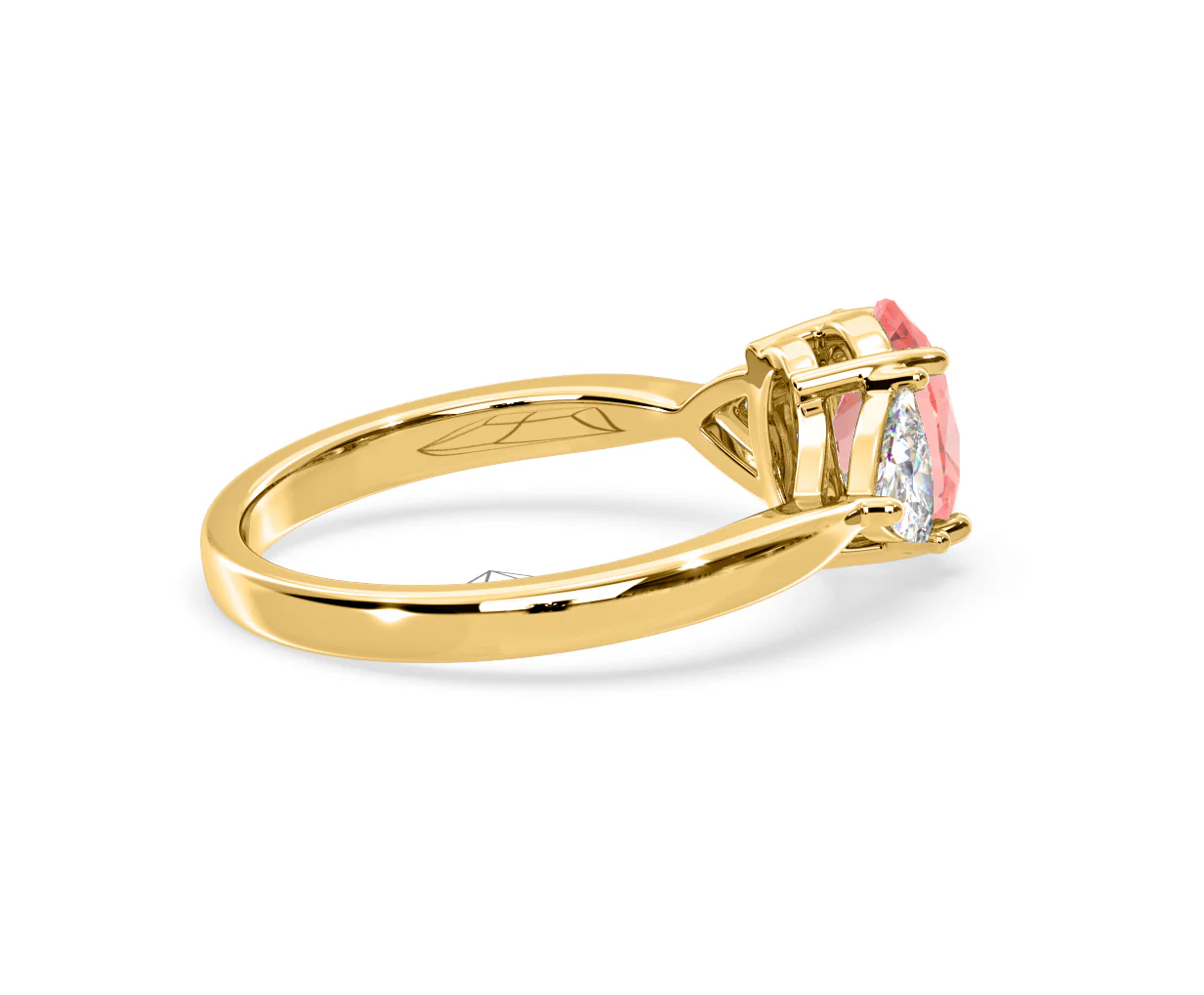Dalia Pink Lab Diamond Oval with Trillions 1.70ct Ring in 18K Yellow Gold - Elara Collection - Image 62