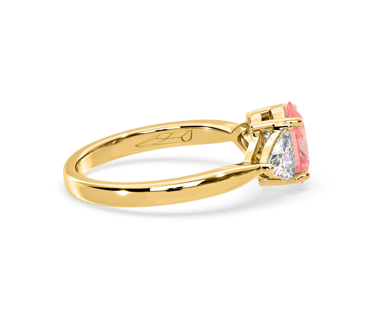 Dalia Pink Lab Diamond Oval with Trillions 1.70ct Ring in 18K Yellow Gold - Elara Collection - Image 65
