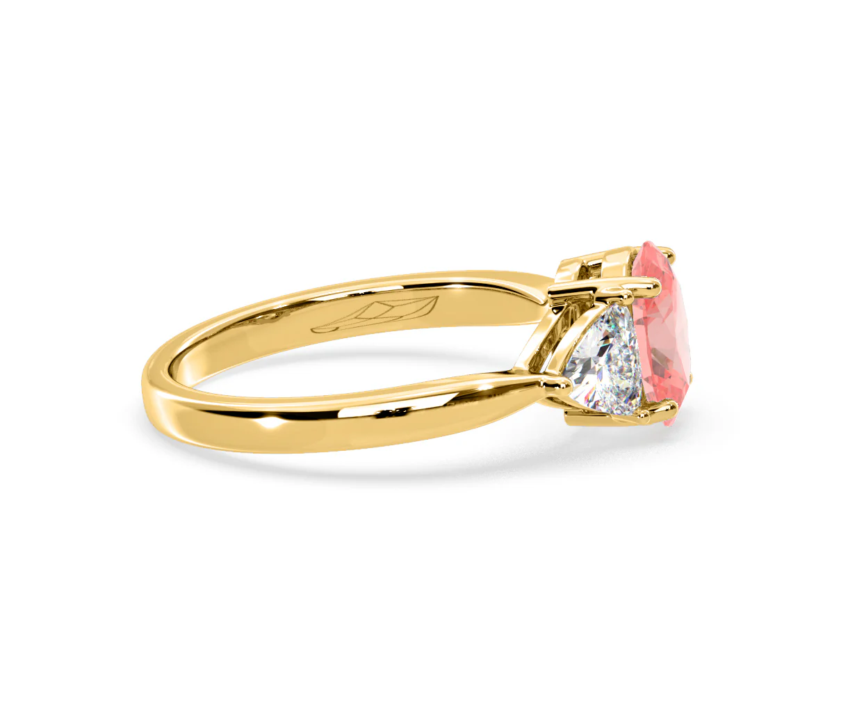 Dalia Pink Lab Diamond Oval with Trillions 1.70ct Ring in 18K Yellow Gold - Elara Collection - Image 68