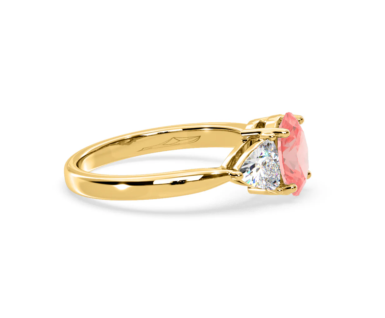 Dalia Pink Lab Diamond Oval with Trillions 1.70ct Ring in 18K Yellow Gold - Elara Collection - Image 70