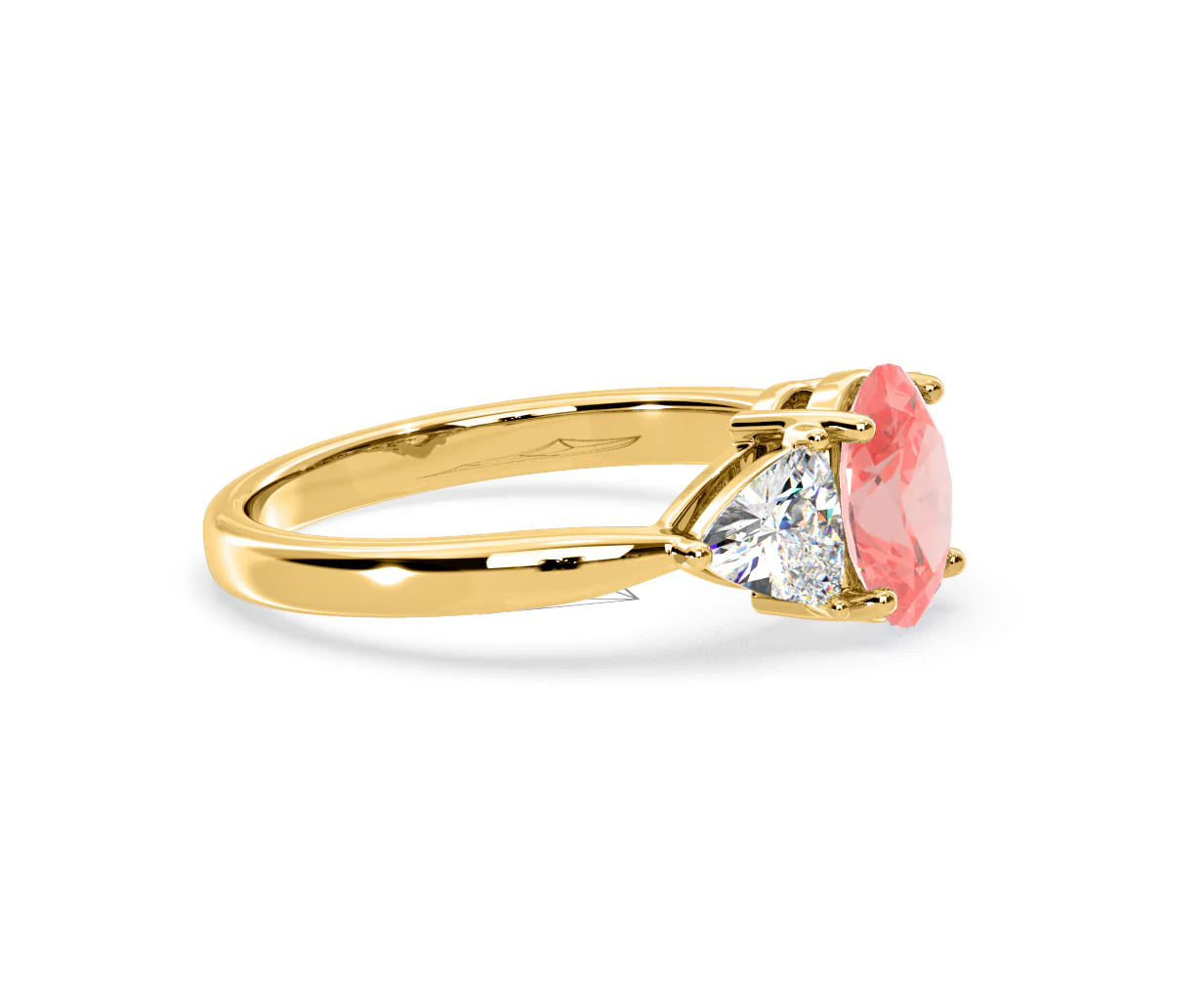 Dalia Pink Lab Diamond Oval with Trillions 1.70ct Ring in 18K Yellow Gold - Elara Collection - Image 72