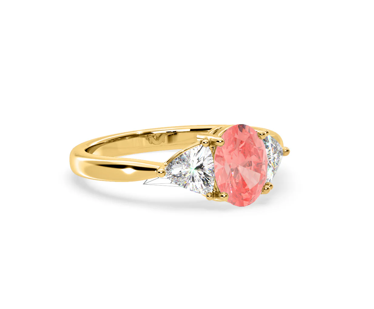 Dalia Pink Lab Diamond Oval with Trillions 1.70ct Ring in 18K Yellow Gold - Elara Collection - Image 79