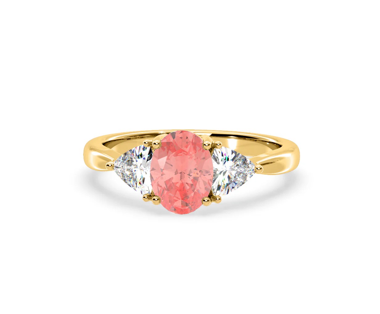 Dalia Pink Lab Diamond Oval with Trillions 1.70ct Ring in 18K Yellow Gold - Elara Collection - Image 8