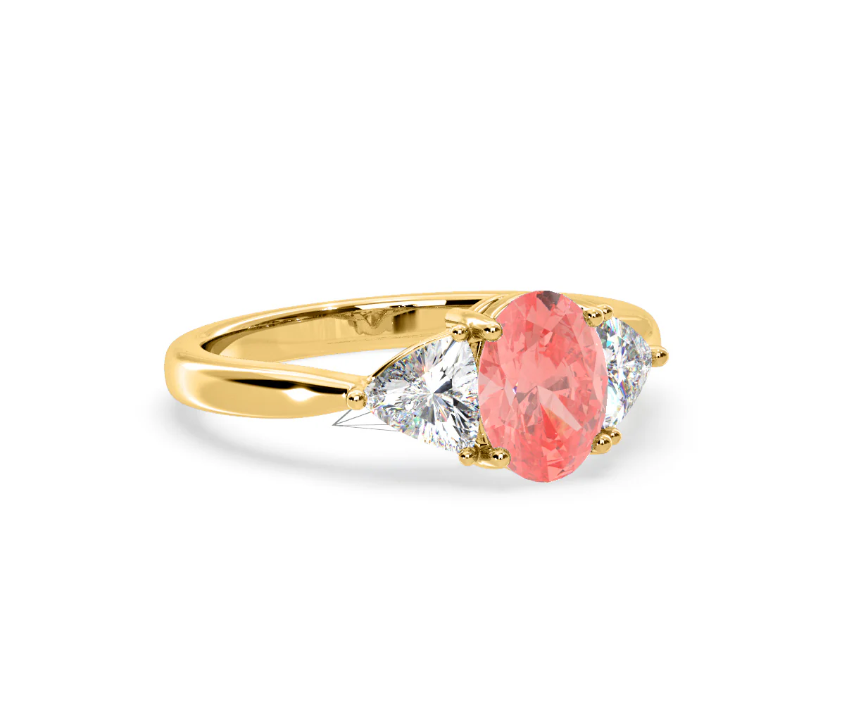 Dalia Pink Lab Diamond Oval with Trillions 1.70ct Ring in 18K Yellow Gold - Elara Collection - Image 80