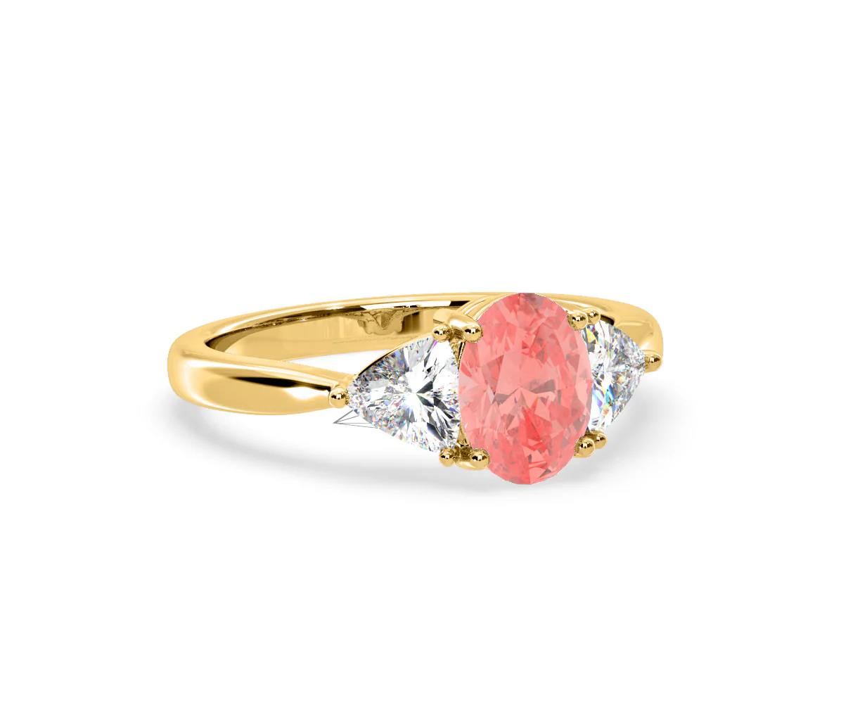Dalia Pink Lab Diamond Oval with Trillions 1.70ct Ring in 18K Yellow Gold - Elara Collection - Image 81