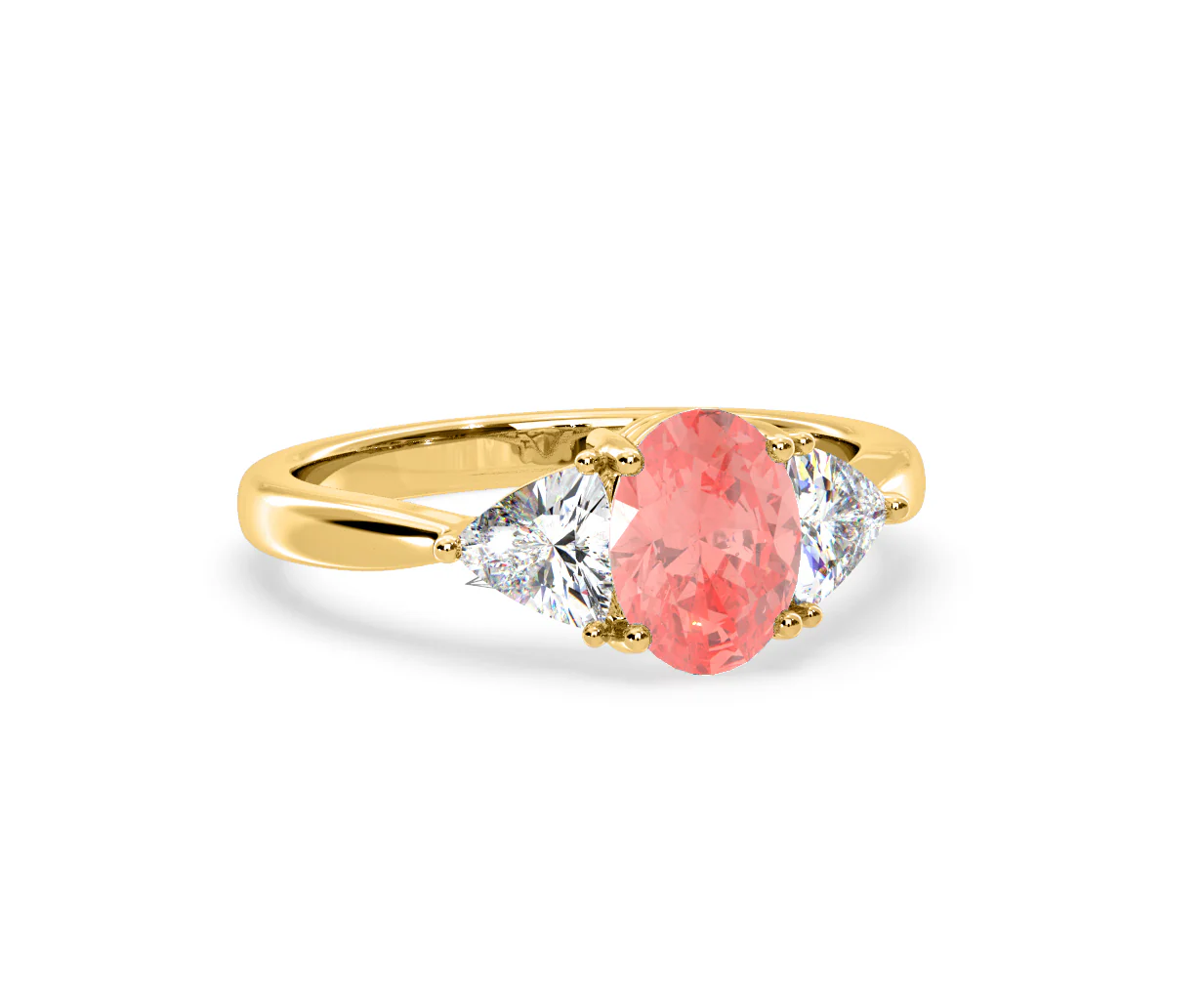 Dalia Pink Lab Diamond Oval with Trillions 1.70ct Ring in 18K Yellow Gold - Elara Collection - Image 82
