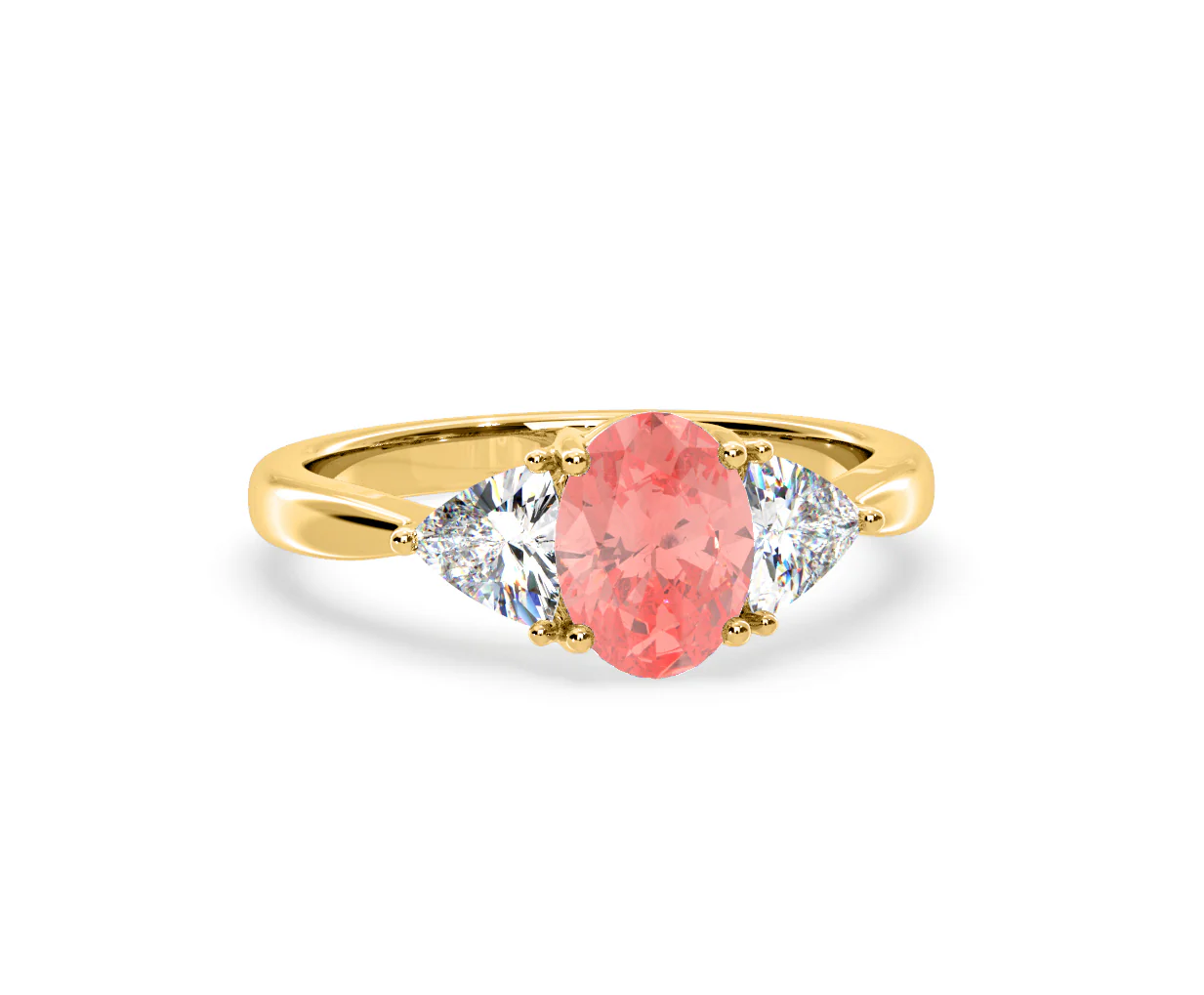 Dalia Pink Lab Diamond Oval with Trillions 1.70ct Ring in 18K Yellow Gold - Elara Collection - Image 84