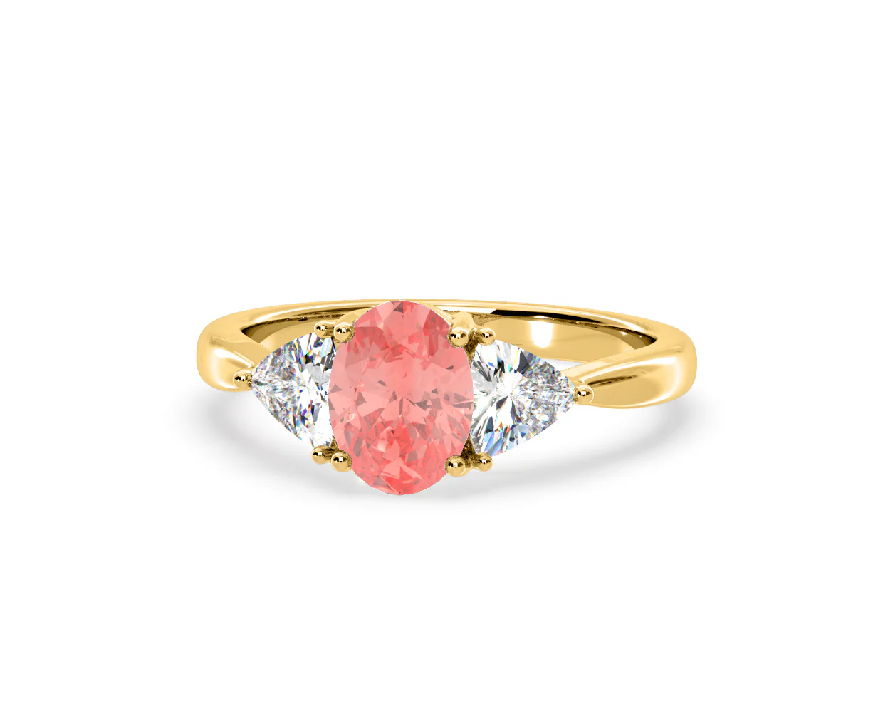 Dalia Pink Lab Diamond Oval with Trillions 1.70ct Ring in 18K Yellow Gold - Elara Collection - Image 9