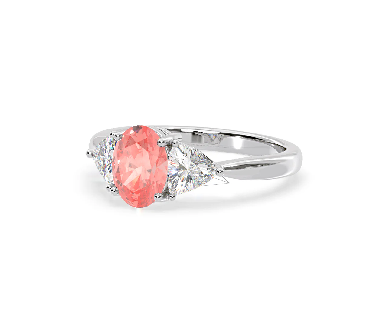 Dalia Pink Lab Diamond Oval with Trillions 1.70ct Ring in Platinum - Elara Collection - Image 13