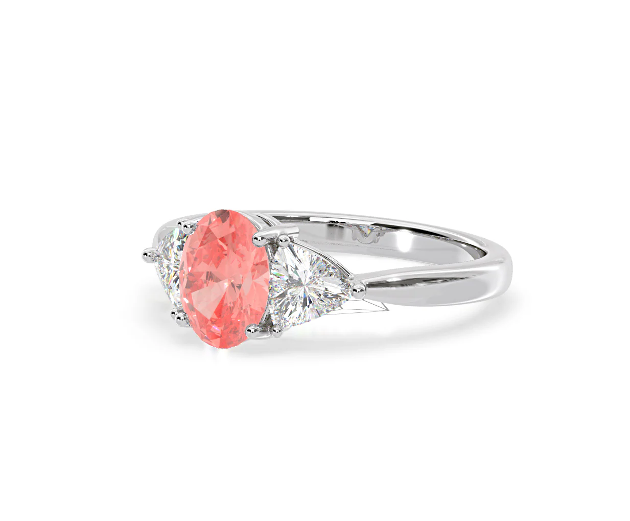 Dalia Pink Lab Diamond Oval with Trillions 1.70ct Ring in Platinum - Elara Collection - Image 14