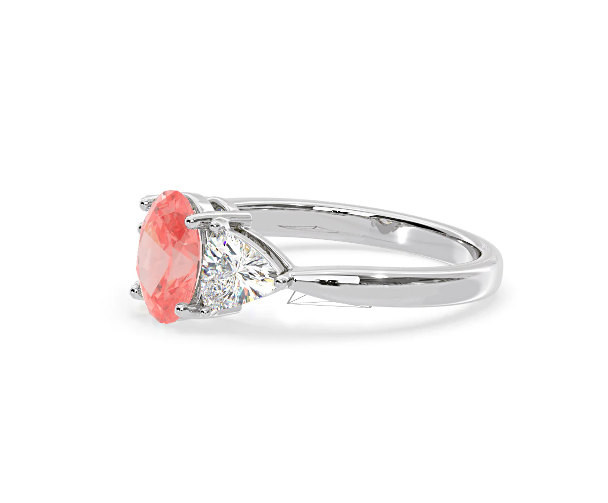 Dalia Pink Lab Diamond Oval with Trillions 1.70ct Ring in Platinum - Elara Collection - Image 19