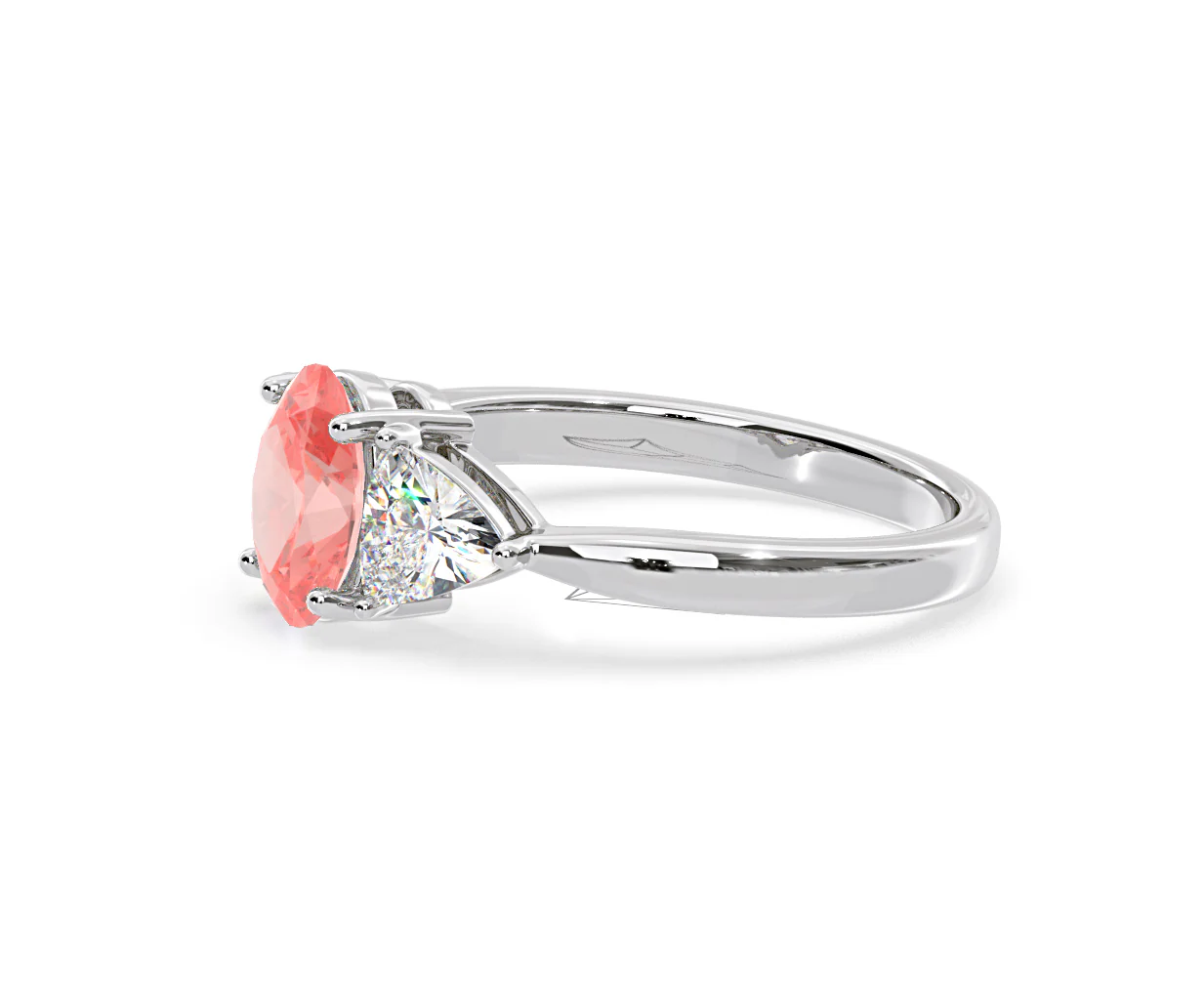 Dalia Pink Lab Diamond Oval with Trillions 1.70ct Ring in Platinum - Elara Collection - Image 21