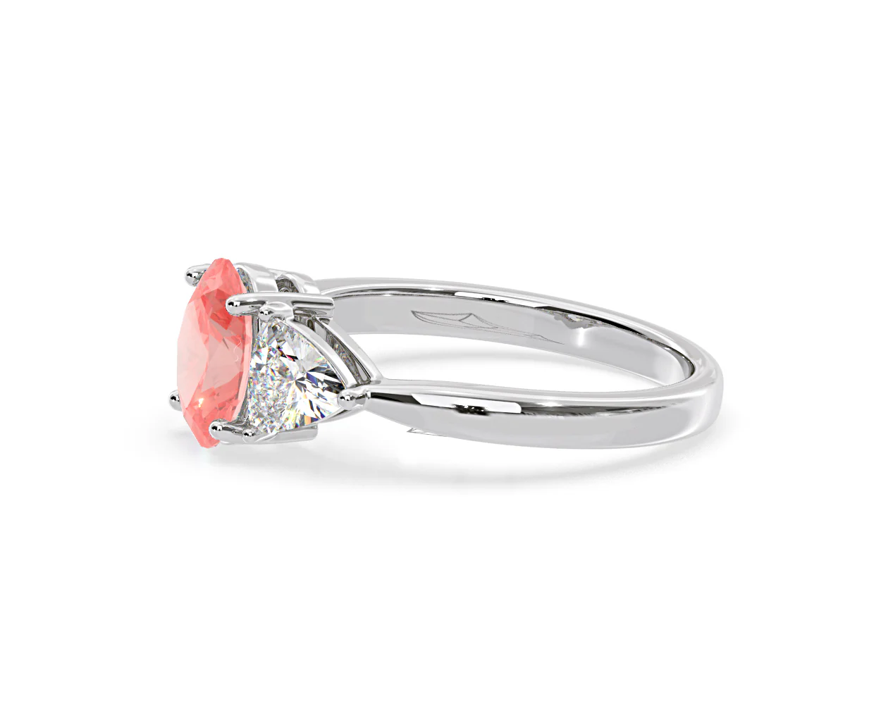 Dalia Pink Lab Diamond Oval with Trillions 1.70ct Ring in Platinum - Elara Collection - Image 22