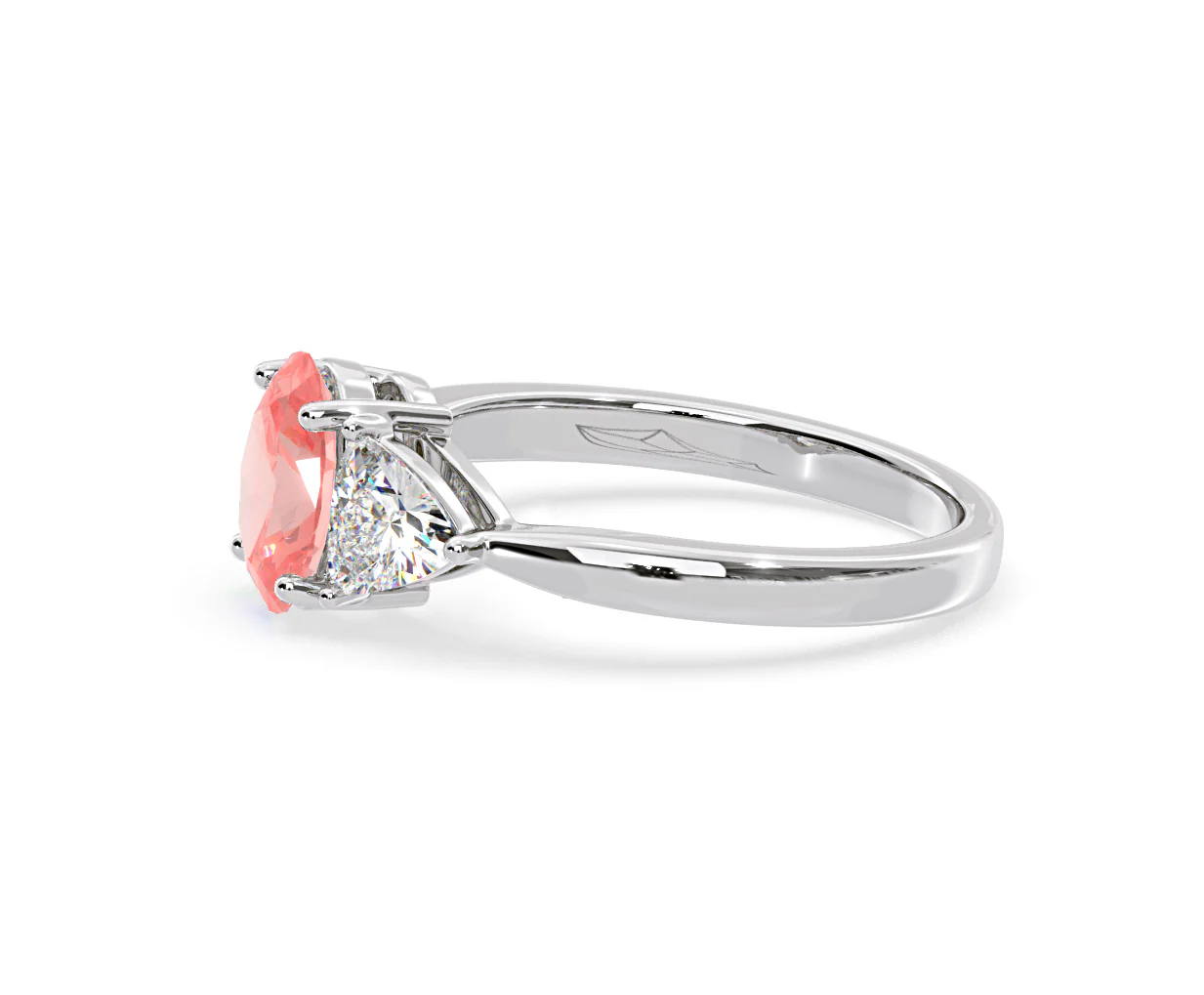 Dalia Pink Lab Diamond Oval with Trillions 1.70ct Ring in Platinum - Elara Collection - Image 23