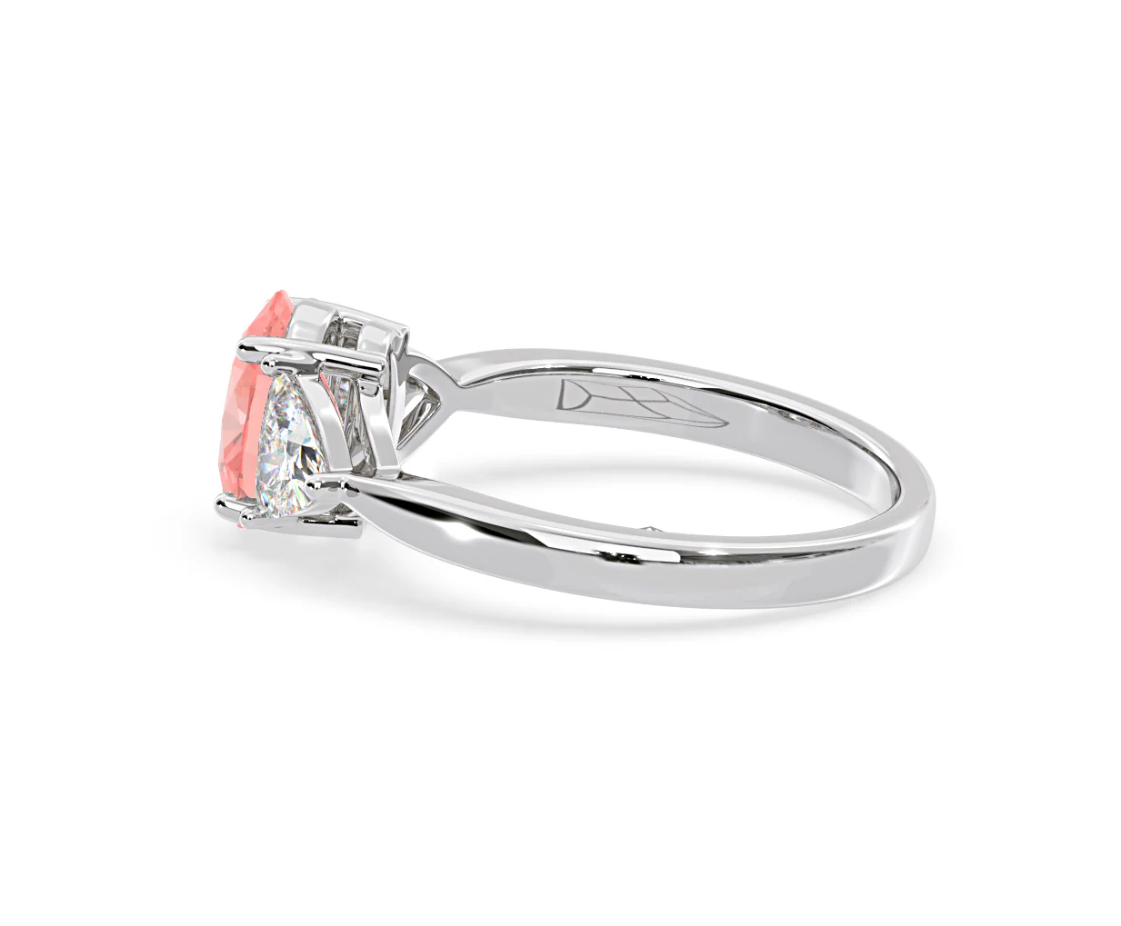 Dalia Pink Lab Diamond Oval with Trillions 1.70ct Ring in Platinum - Elara Collection - Image 29