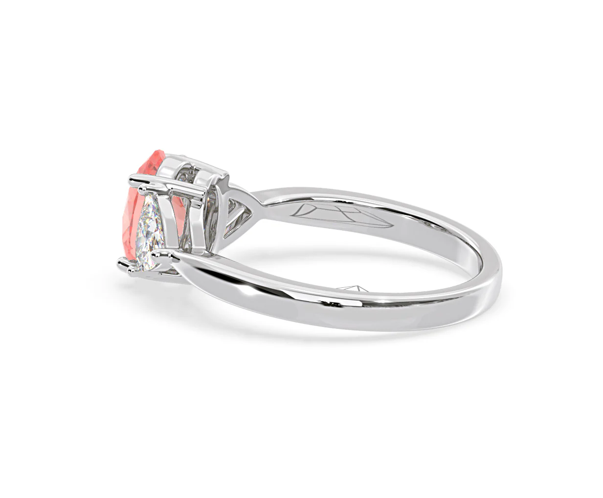 Dalia Pink Lab Diamond Oval with Trillions 1.70ct Ring in Platinum - Elara Collection - Image 31