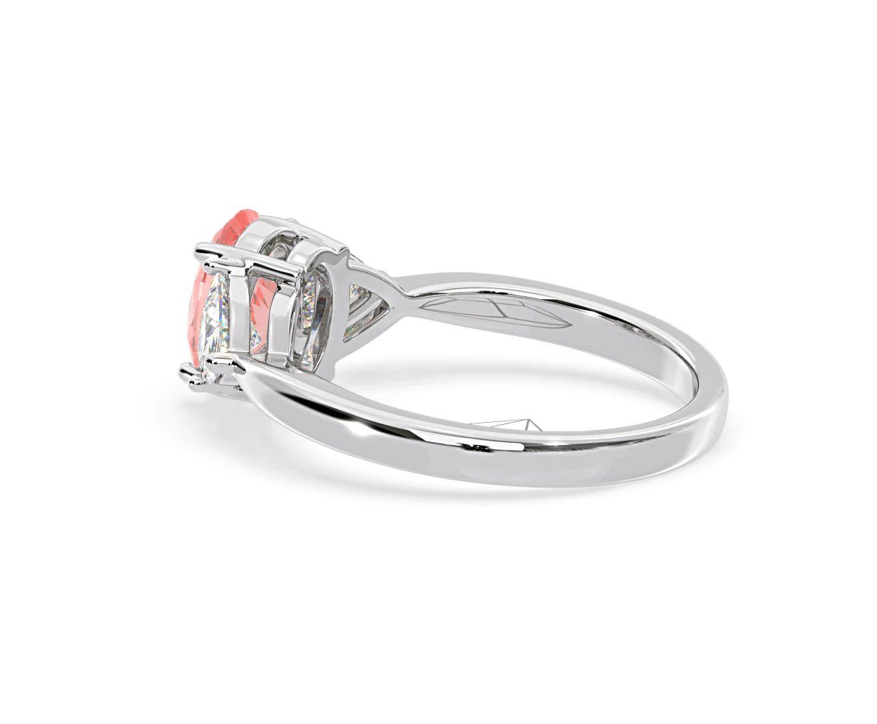 Dalia Pink Lab Diamond Oval with Trillions 1.70ct Ring in Platinum - Elara Collection - Image 33