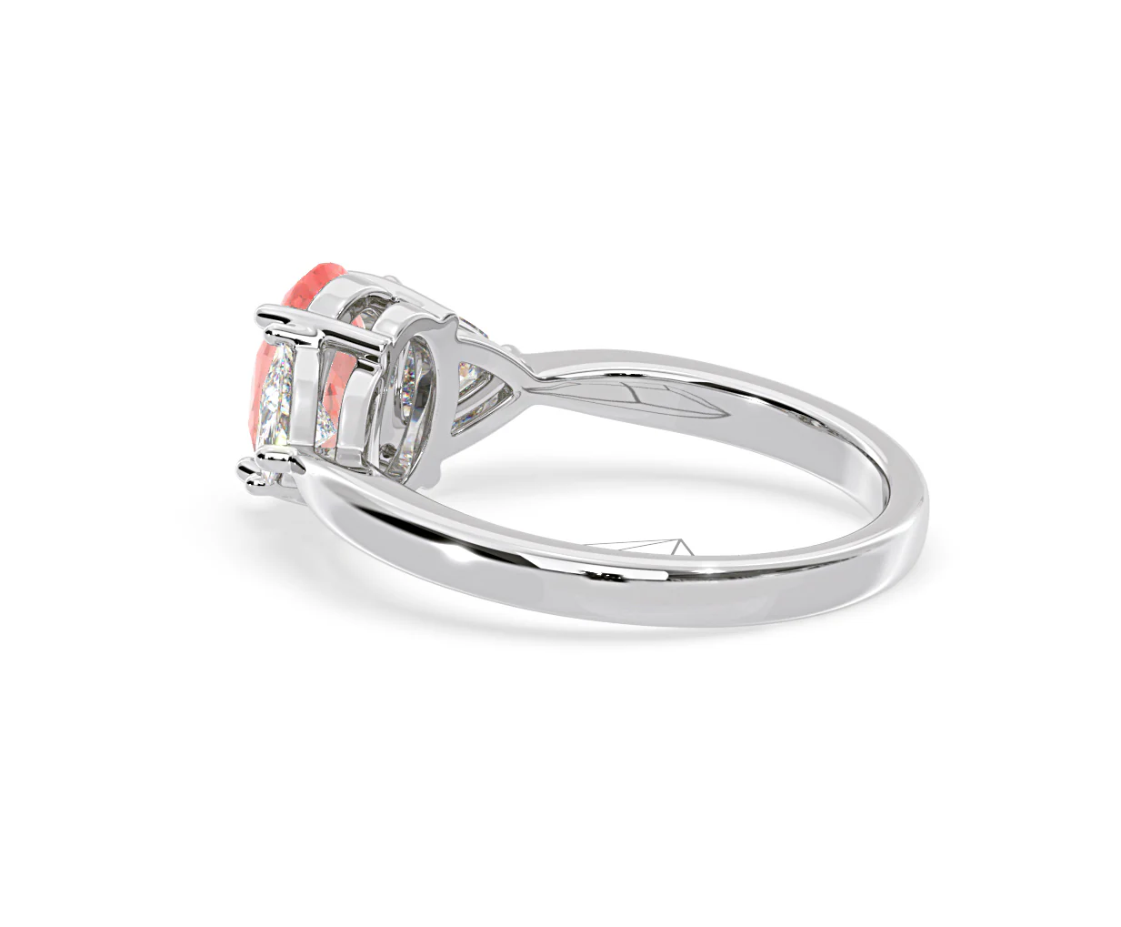 Dalia Pink Lab Diamond Oval with Trillions 1.70ct Ring in Platinum - Elara Collection - Image 34