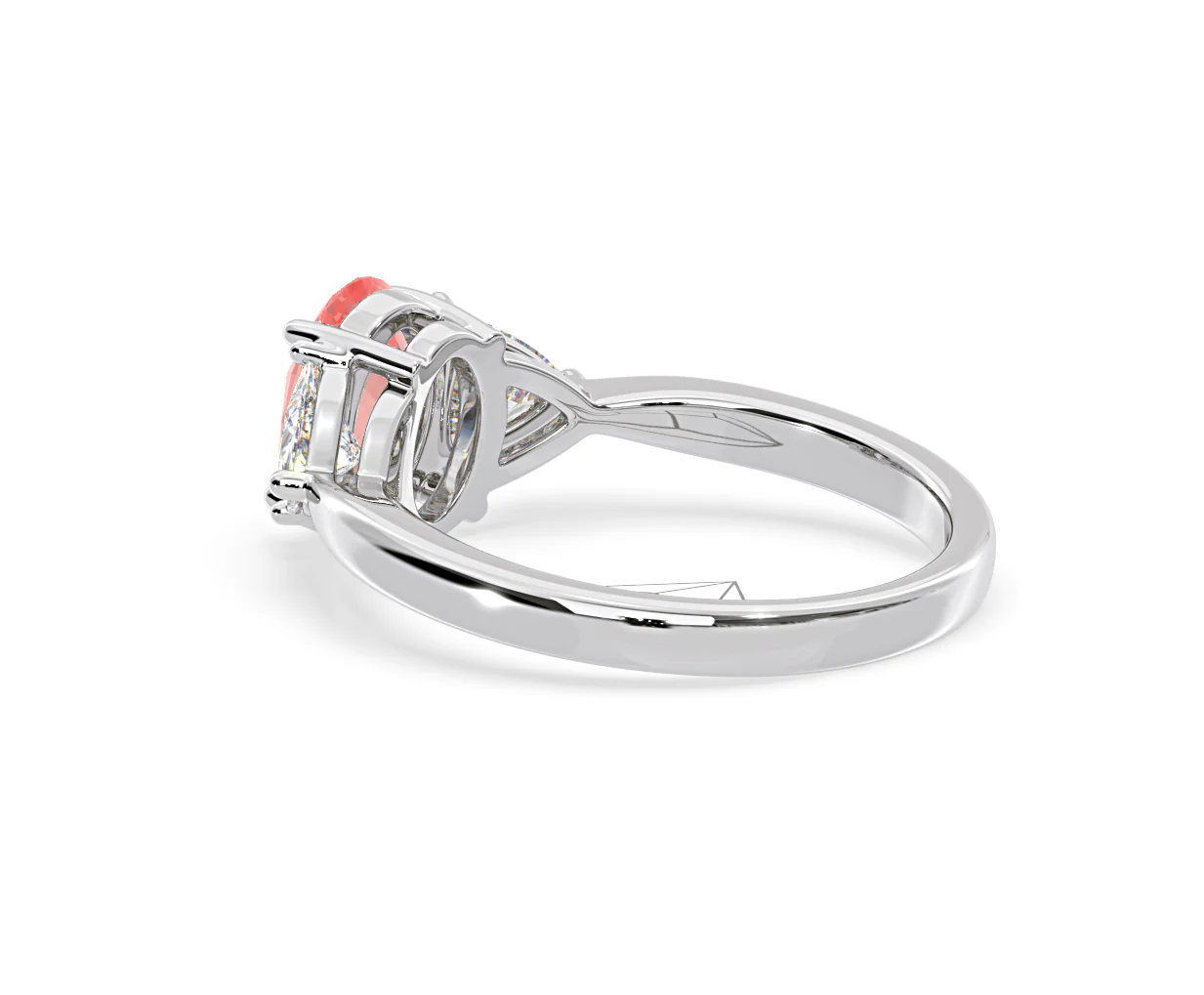 Dalia Pink Lab Diamond Oval with Trillions 1.70ct Ring in Platinum - Elara Collection - Image 35