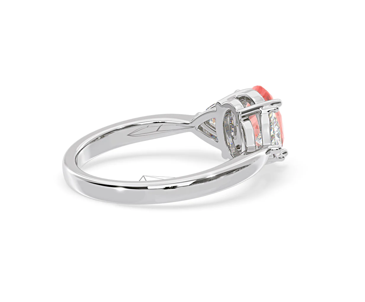 Dalia Pink Lab Diamond Oval with Trillions 1.70ct Ring in Platinum - Elara Collection - Image 59
