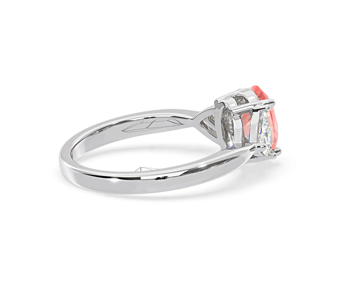 Dalia Pink Lab Diamond Oval with Trillions 1.70ct Ring in Platinum - Elara Collection - Image 61