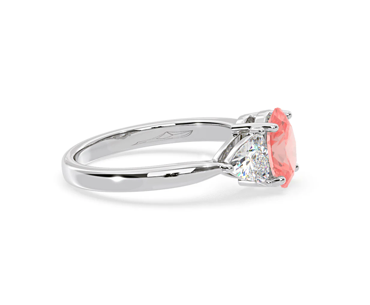 Dalia Pink Lab Diamond Oval with Trillions 1.70ct Ring in Platinum - Elara Collection - Image 70