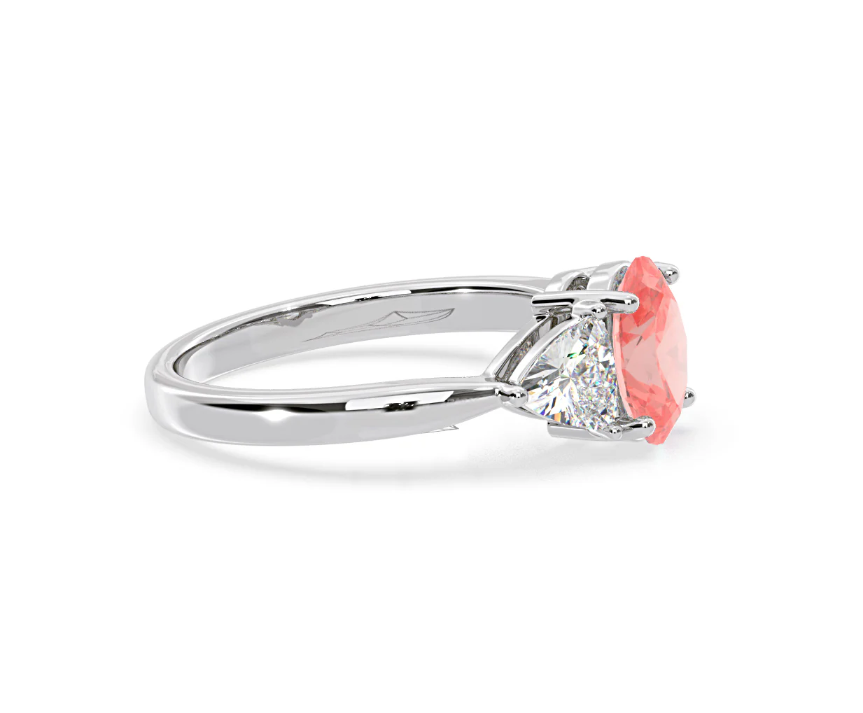 Dalia Pink Lab Diamond Oval with Trillions 1.70ct Ring in Platinum - Elara Collection - Image 71