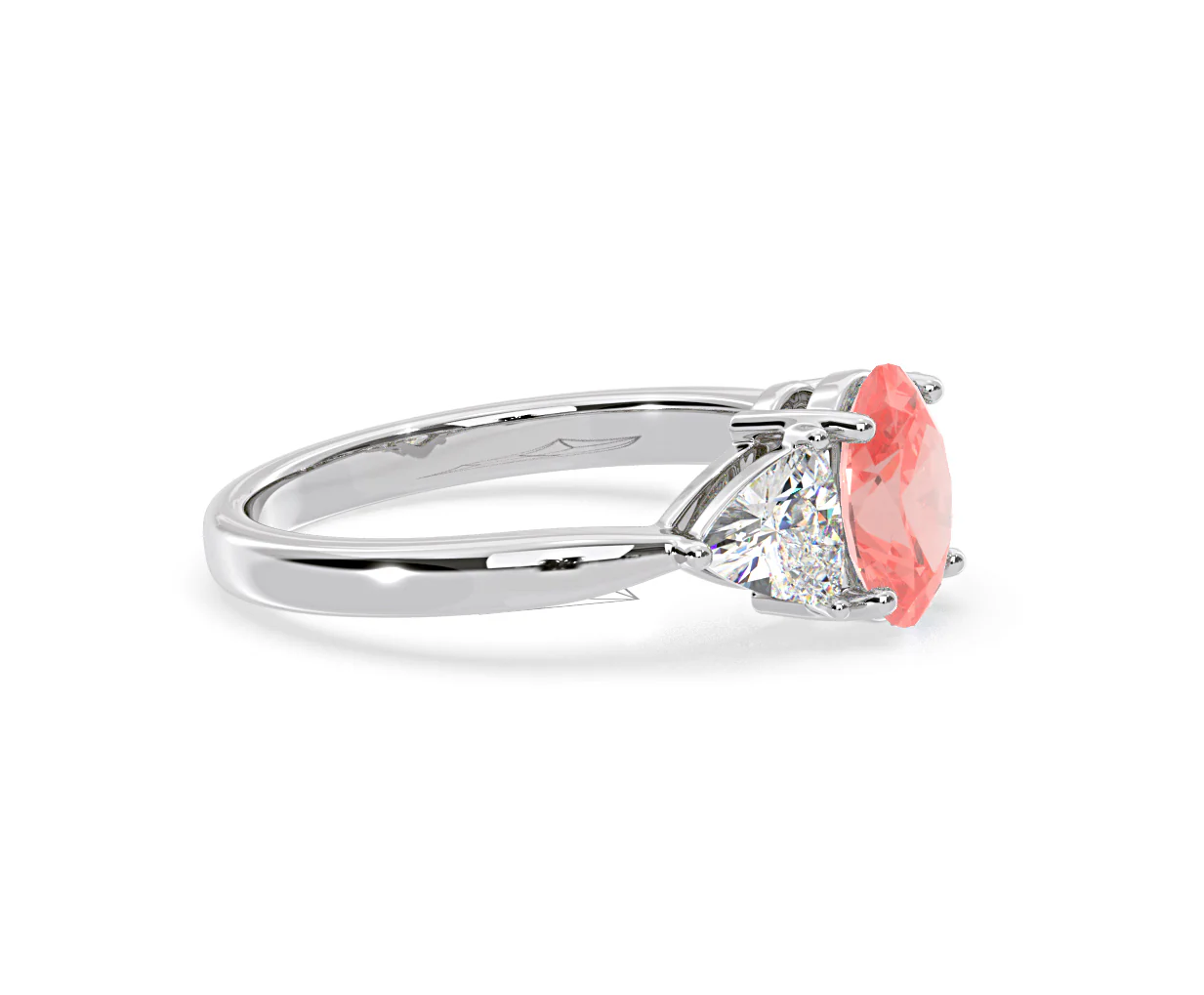 Dalia Pink Lab Diamond Oval with Trillions 1.70ct Ring in Platinum - Elara Collection - Image 72